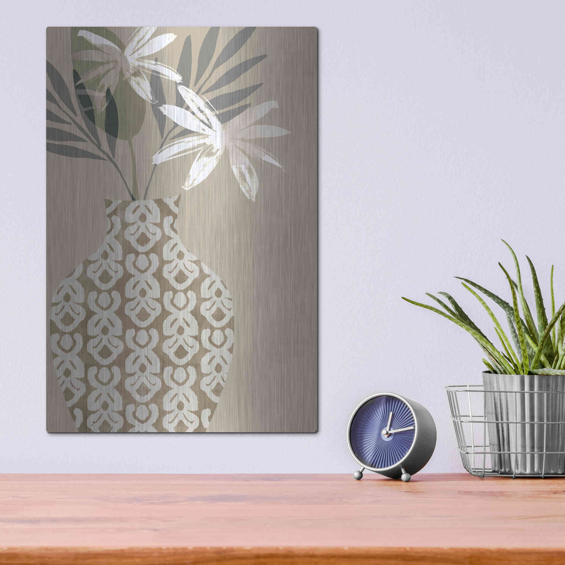 Luxe Metal Art 'Decorative Vase I' by Flora Kouta Metal Wall Art,12x16