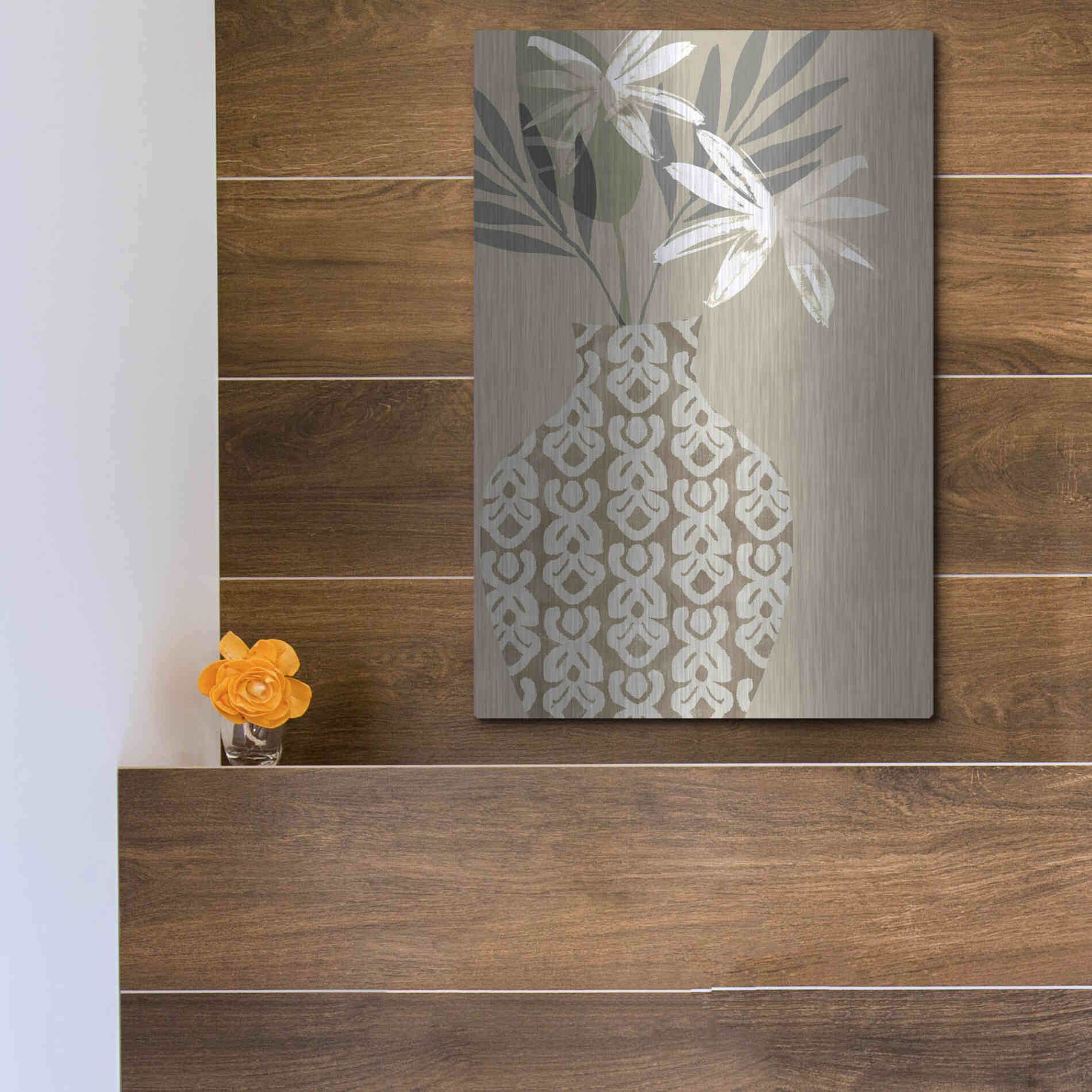 Luxe Metal Art 'Decorative Vase I' by Flora Kouta Metal Wall Art,12x16