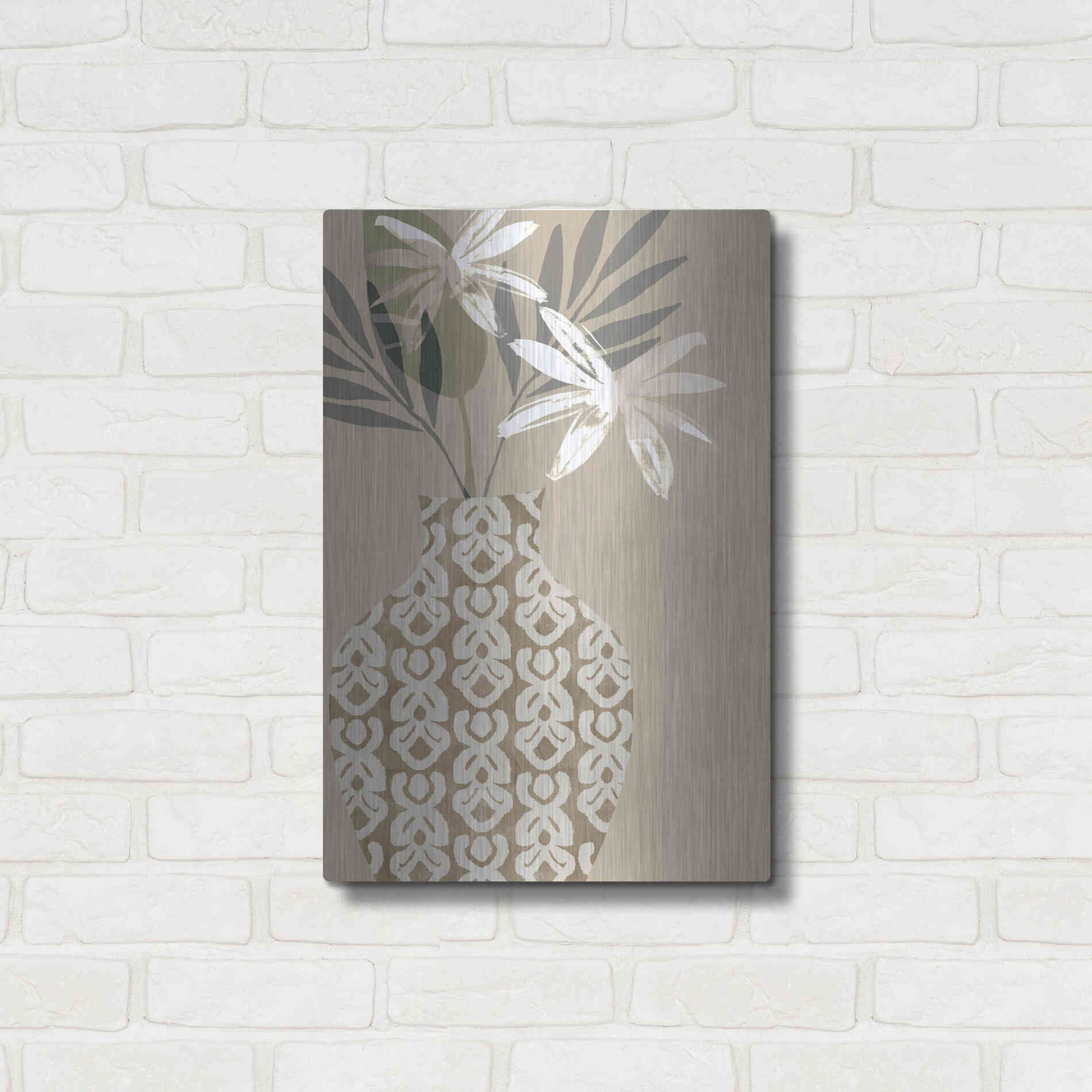 Luxe Metal Art 'Decorative Vase I' by Flora Kouta Metal Wall Art,16x24