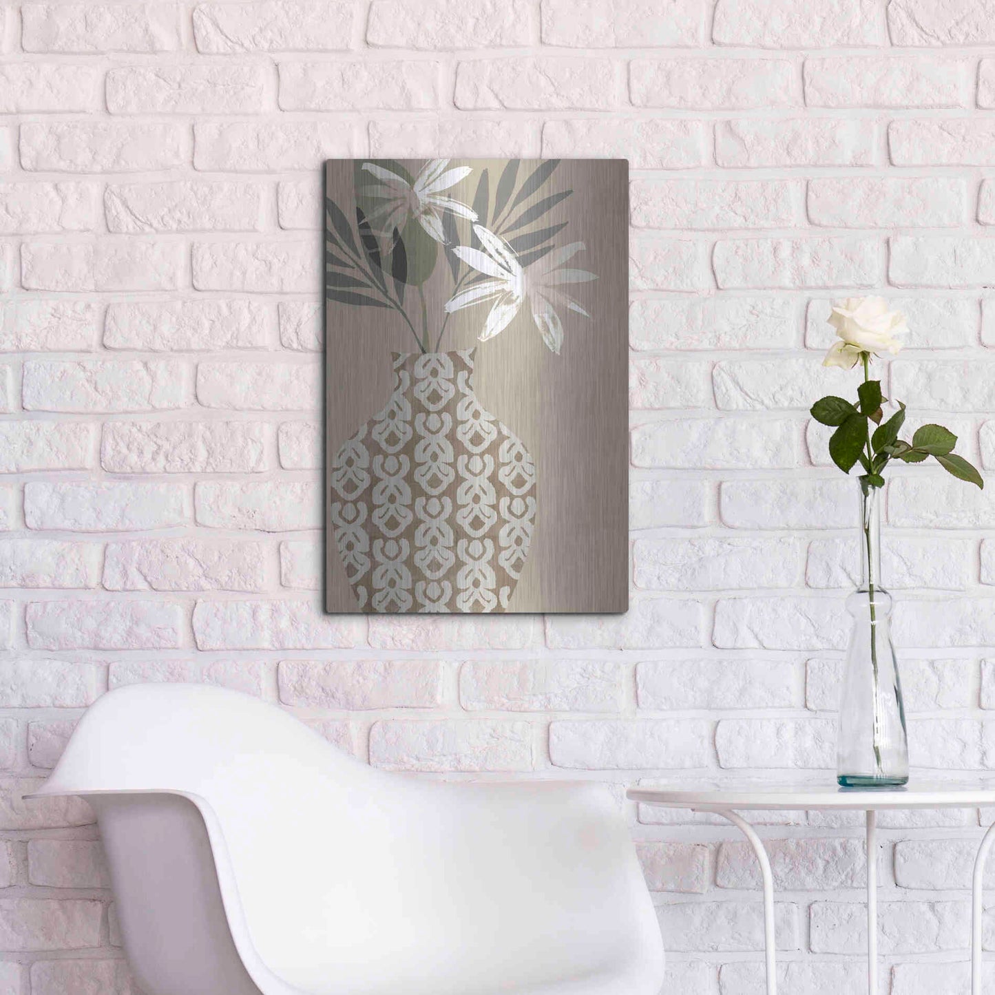 Luxe Metal Art 'Decorative Vase I' by Flora Kouta Metal Wall Art,16x24