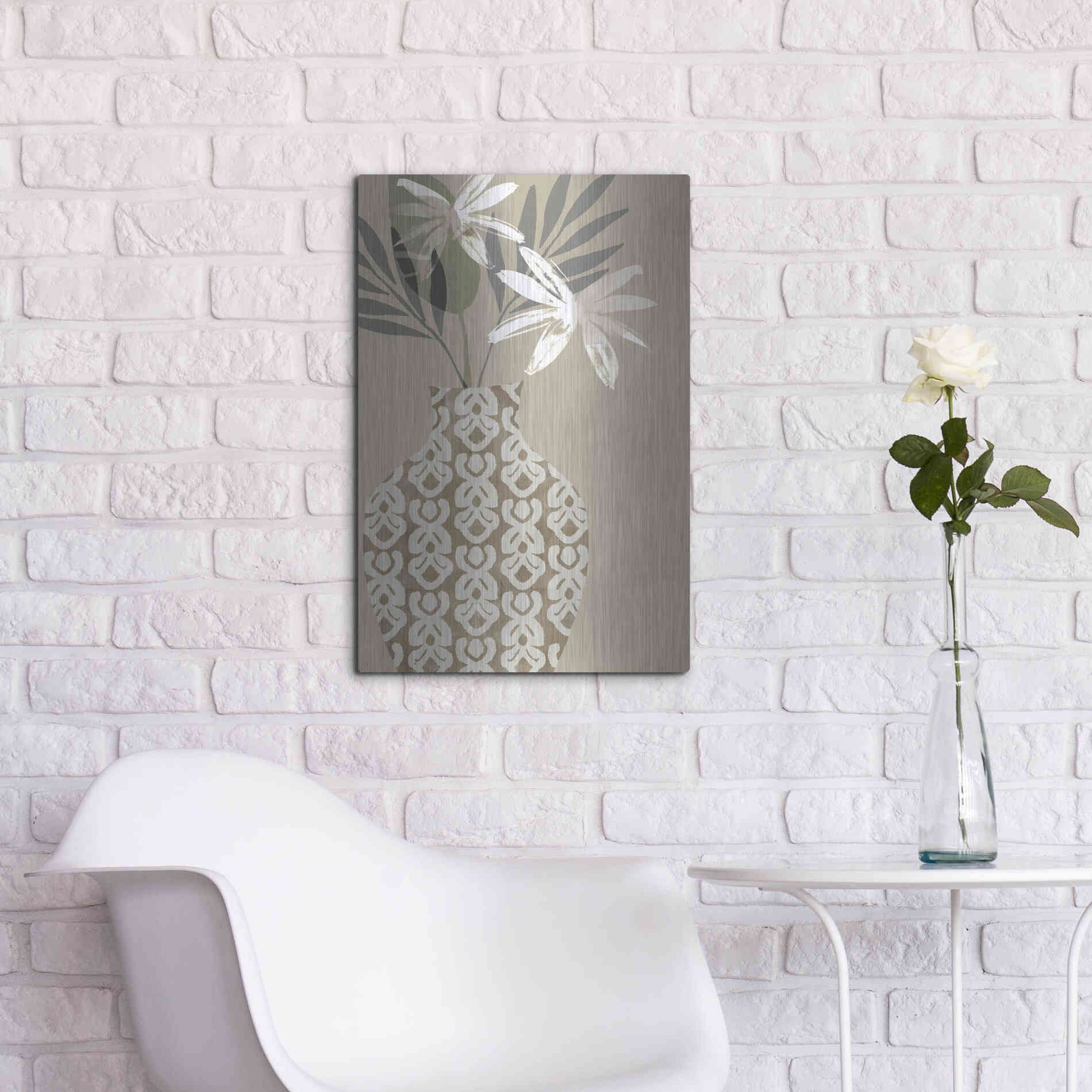 Luxe Metal Art 'Decorative Vase I' by Flora Kouta Metal Wall Art,16x24