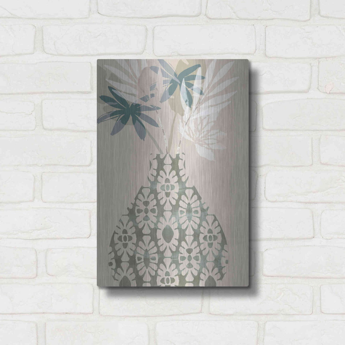 Luxe Metal Art 'Decorative Vase II' by Flora Kouta Metal Wall Art,12x16