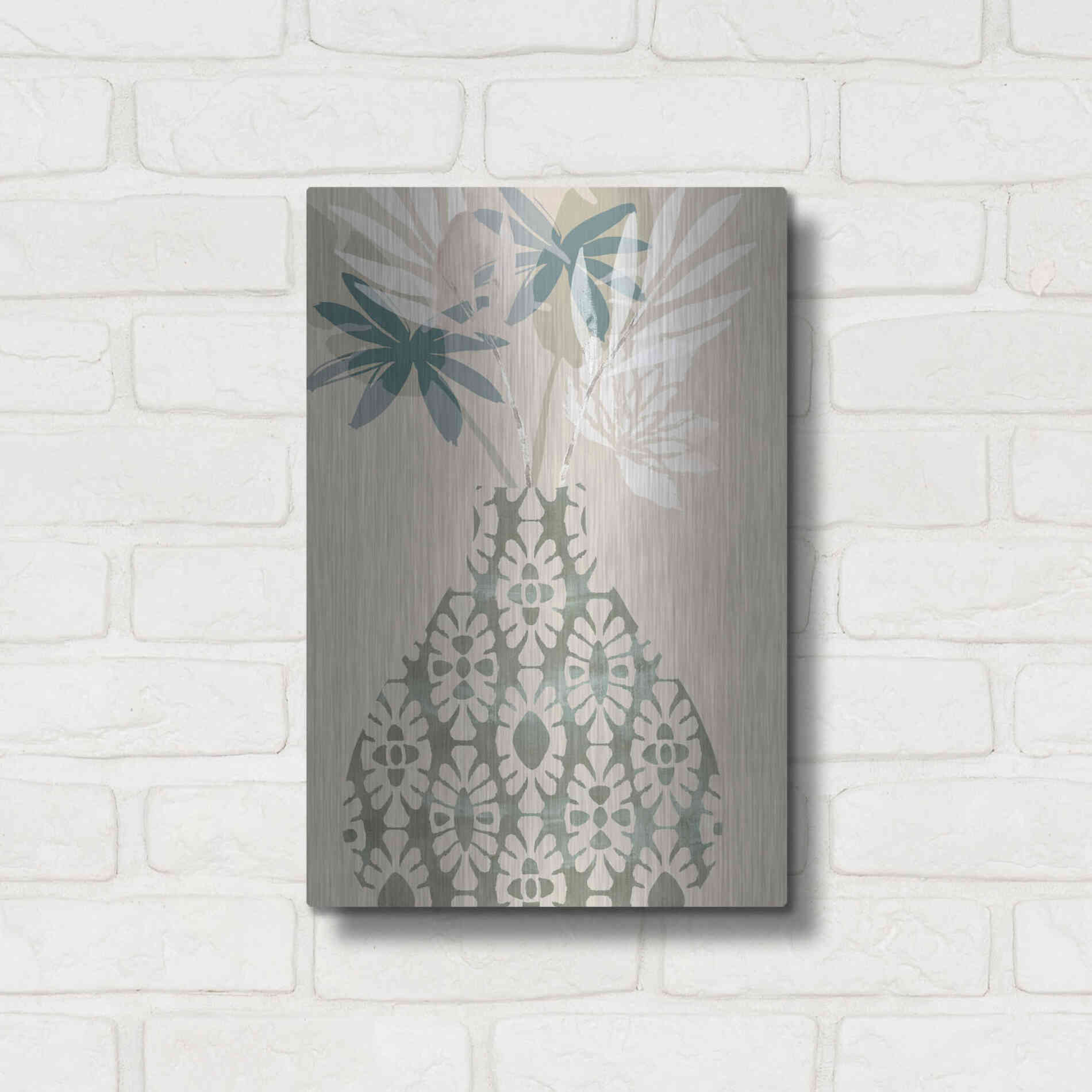 Luxe Metal Art 'Decorative Vase II' by Flora Kouta Metal Wall Art,12x16