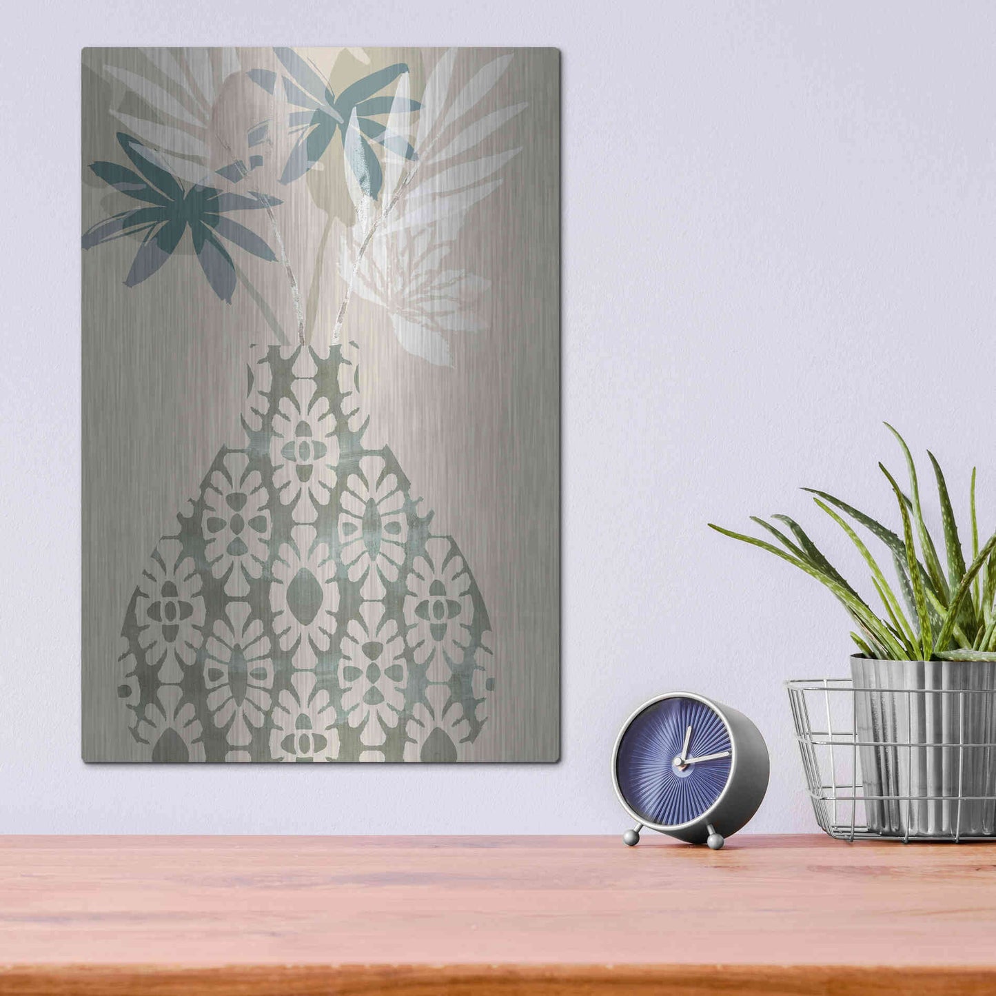 Luxe Metal Art 'Decorative Vase II' by Flora Kouta Metal Wall Art,12x16