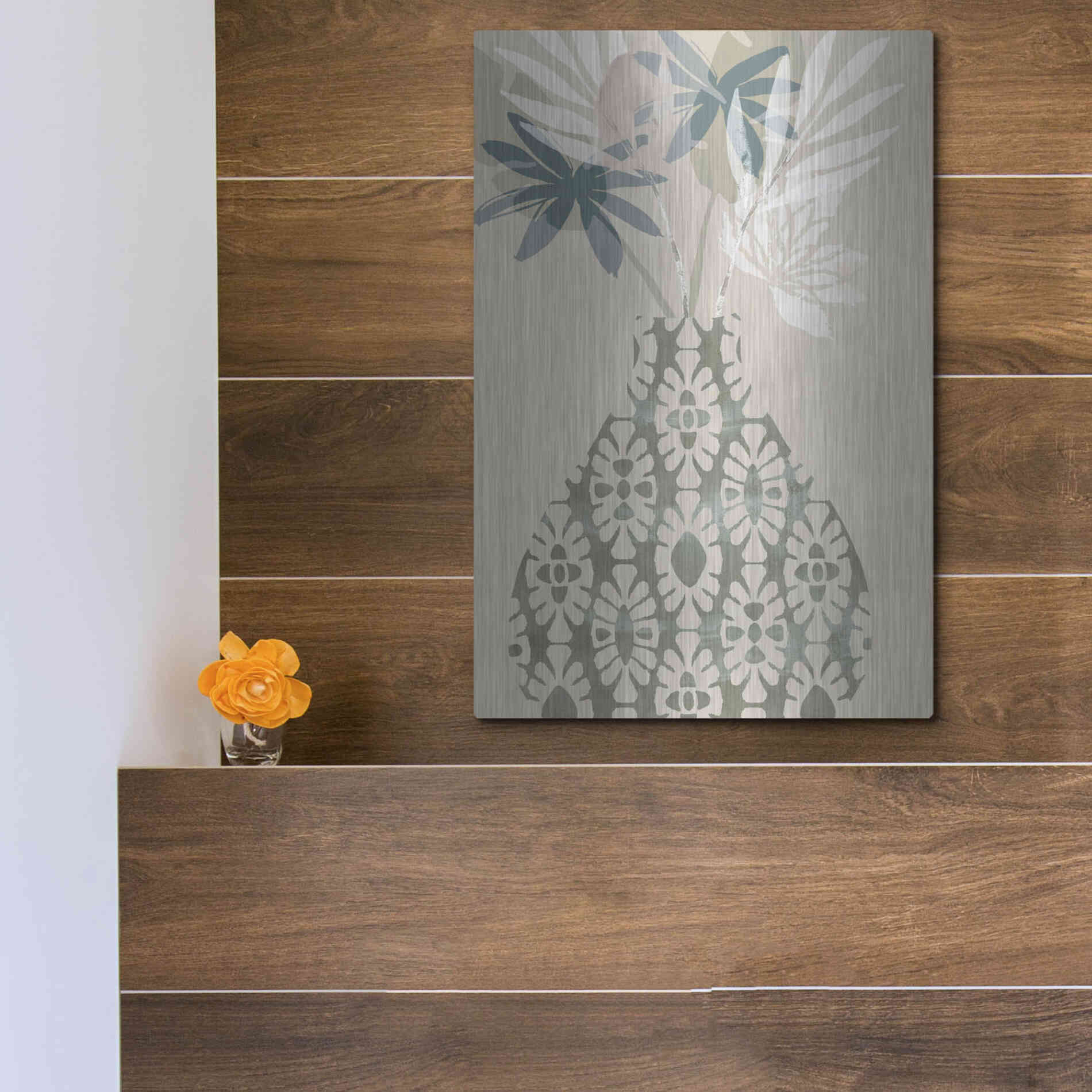 Luxe Metal Art 'Decorative Vase II' by Flora Kouta Metal Wall Art,12x16