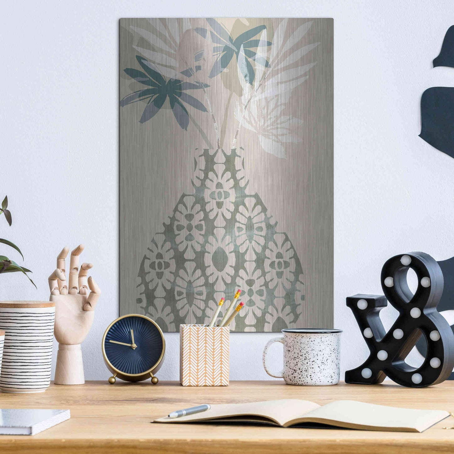 Luxe Metal Art 'Decorative Vase II' by Flora Kouta Metal Wall Art,12x16