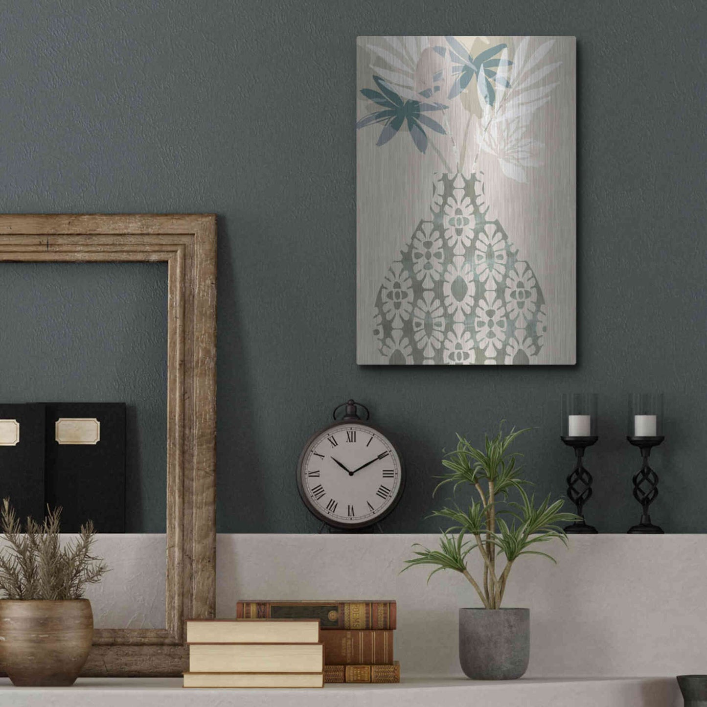 Luxe Metal Art 'Decorative Vase II' by Flora Kouta Metal Wall Art,12x16