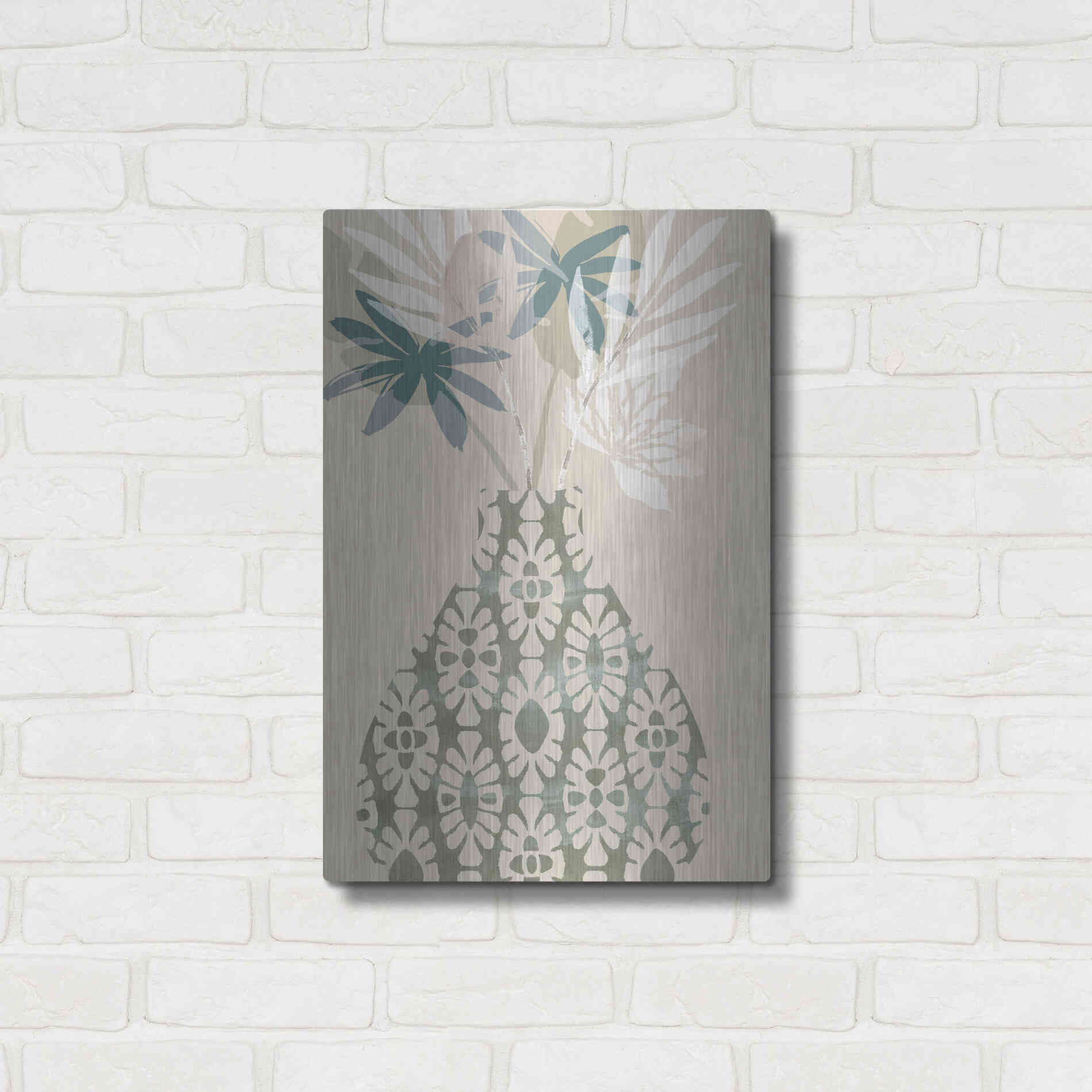 Luxe Metal Art 'Decorative Vase II' by Flora Kouta Metal Wall Art,16x24