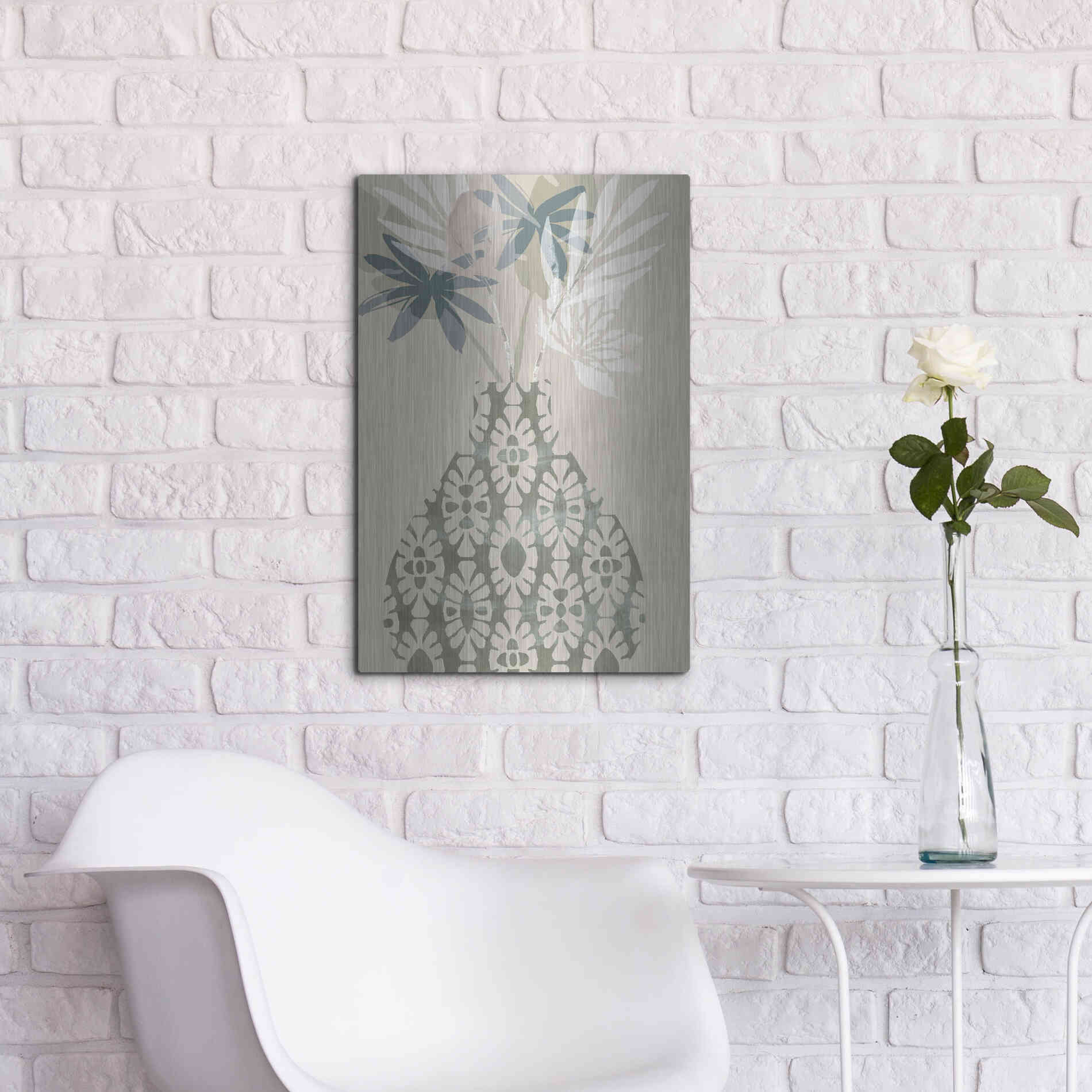 Luxe Metal Art 'Decorative Vase II' by Flora Kouta Metal Wall Art,16x24