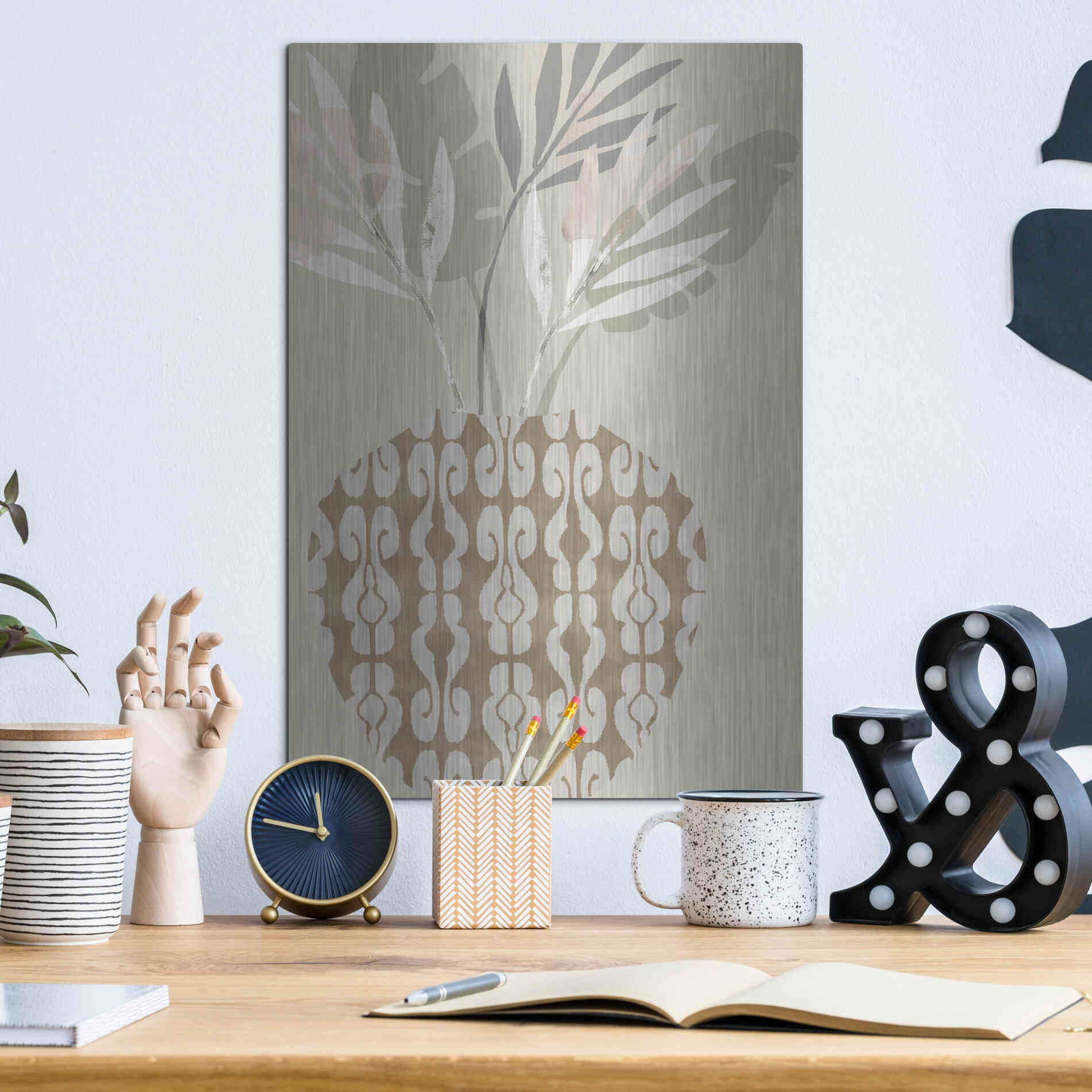 Luxe Metal Art 'Decorative Vase III' by Flora Kouta Metal Wall Art,12x16