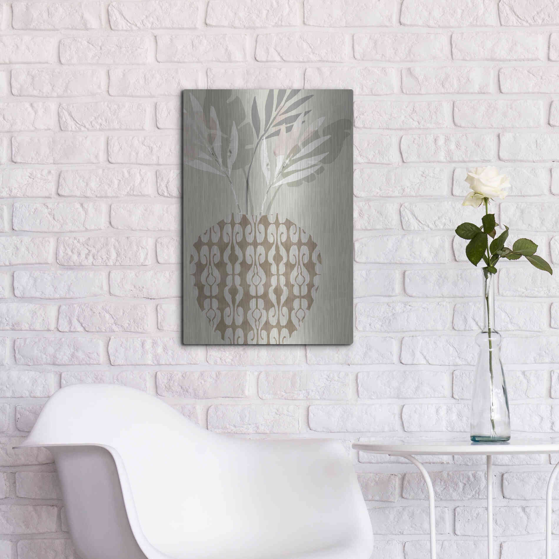 Luxe Metal Art 'Decorative Vase III' by Flora Kouta Metal Wall Art,16x24