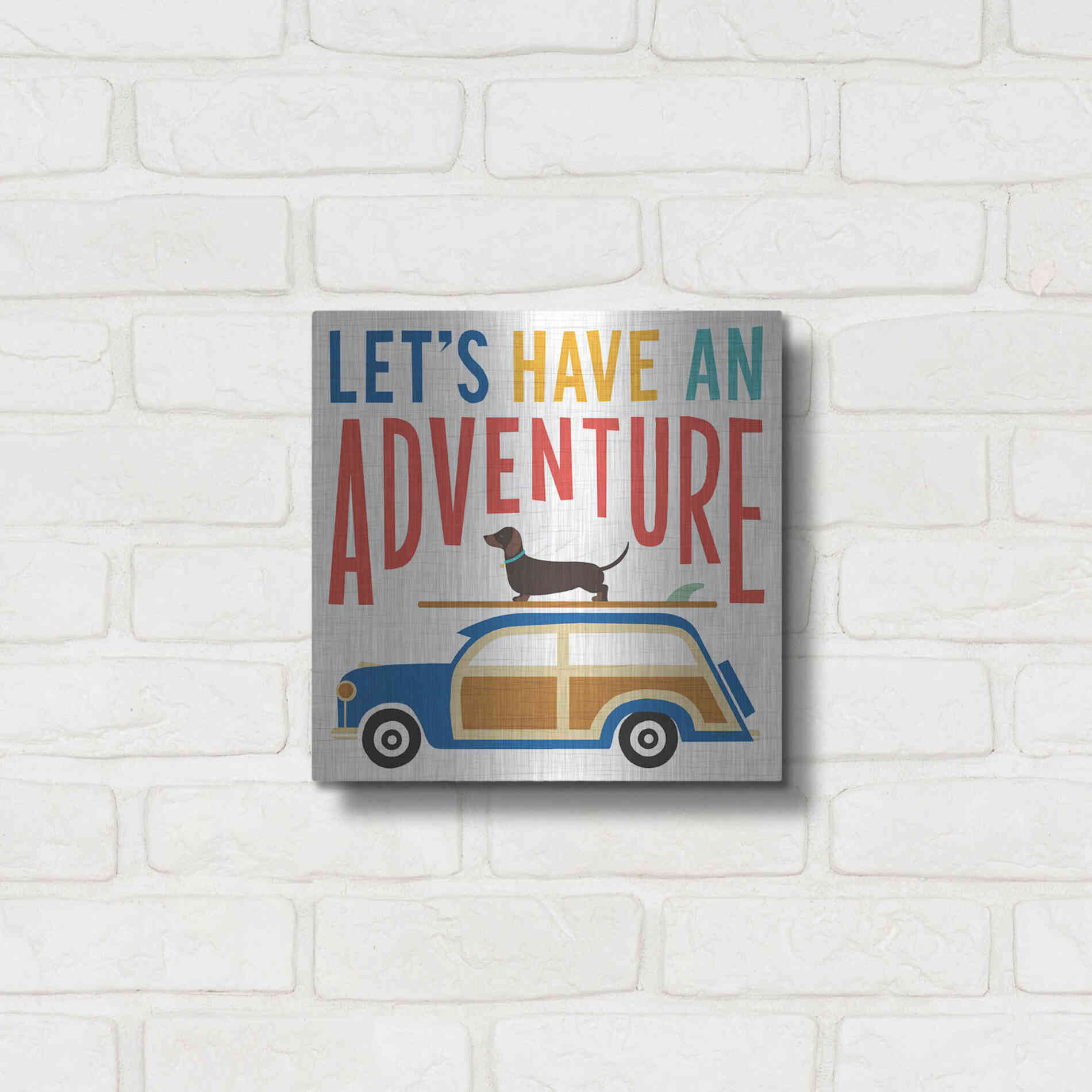 Luxe Metal Art 'Beach Bums Woodie' by Michael Mullan, Metal Wall Art,12x12