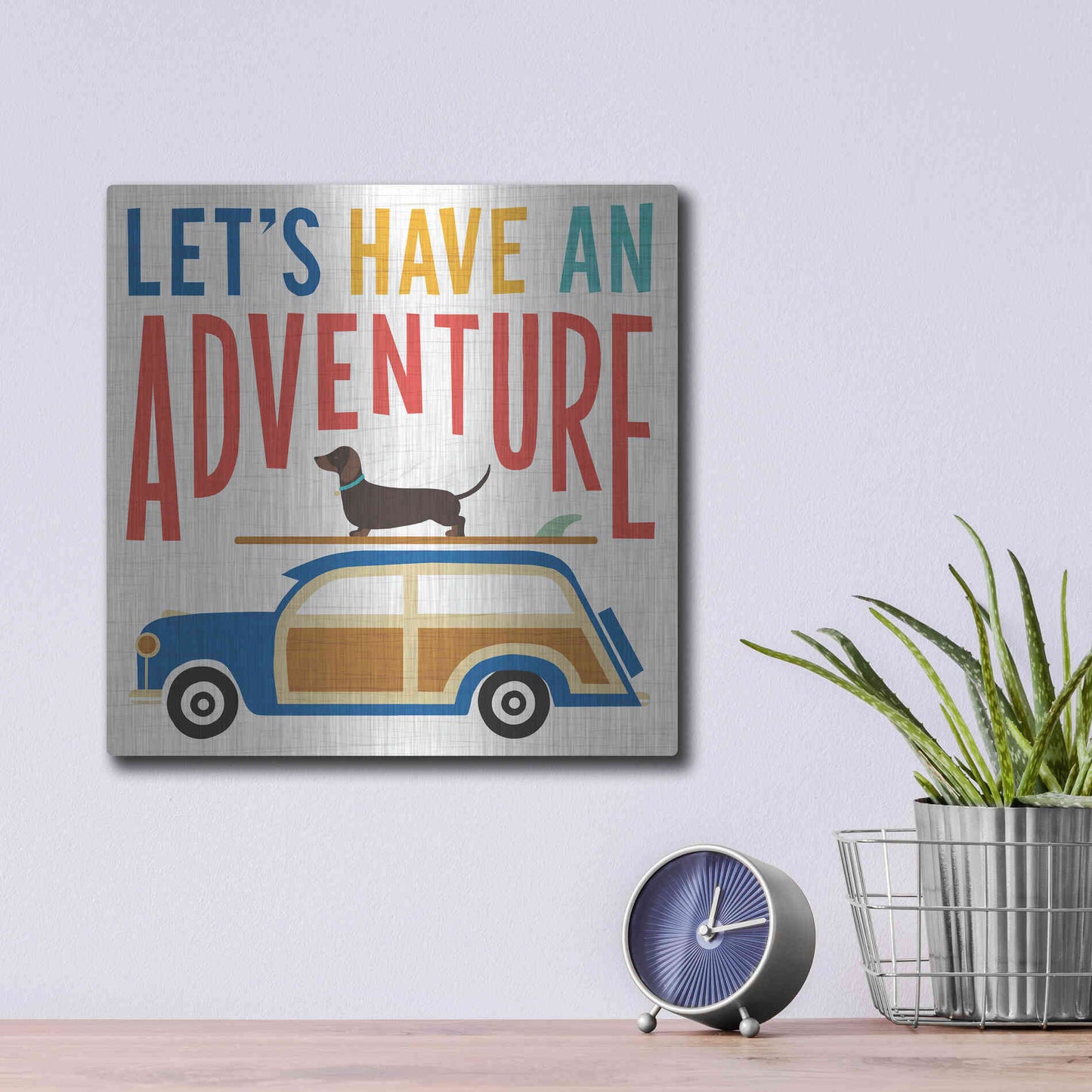 Luxe Metal Art 'Beach Bums Woodie' by Michael Mullan, Metal Wall Art,12x12