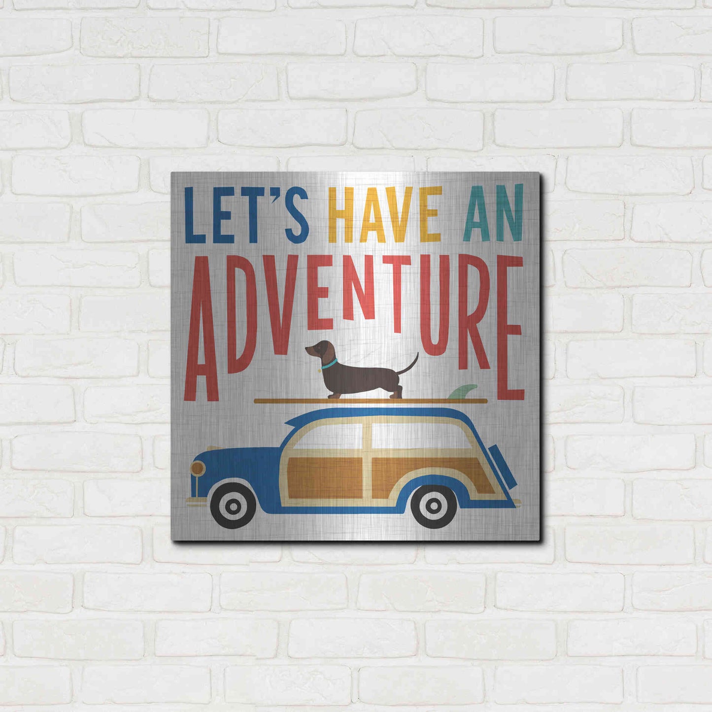 Luxe Metal Art 'Beach Bums Woodie' by Michael Mullan, Metal Wall Art,24x24