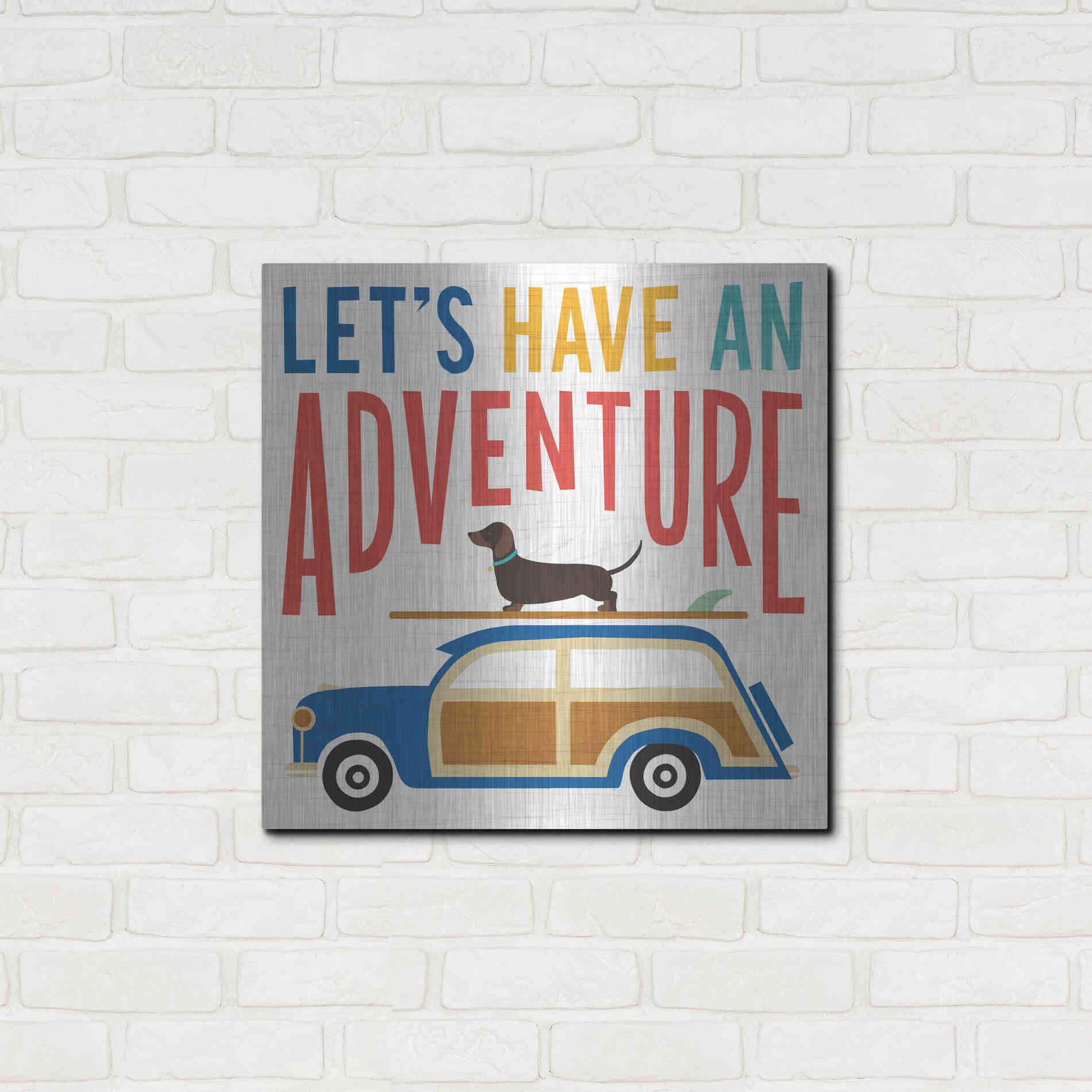 Luxe Metal Art 'Beach Bums Woodie' by Michael Mullan, Metal Wall Art,24x24