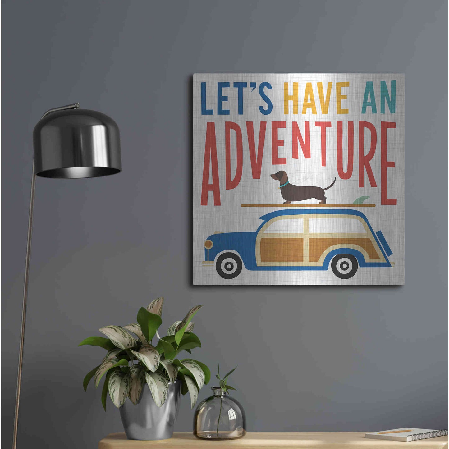 Luxe Metal Art 'Beach Bums Woodie' by Michael Mullan, Metal Wall Art,24x24