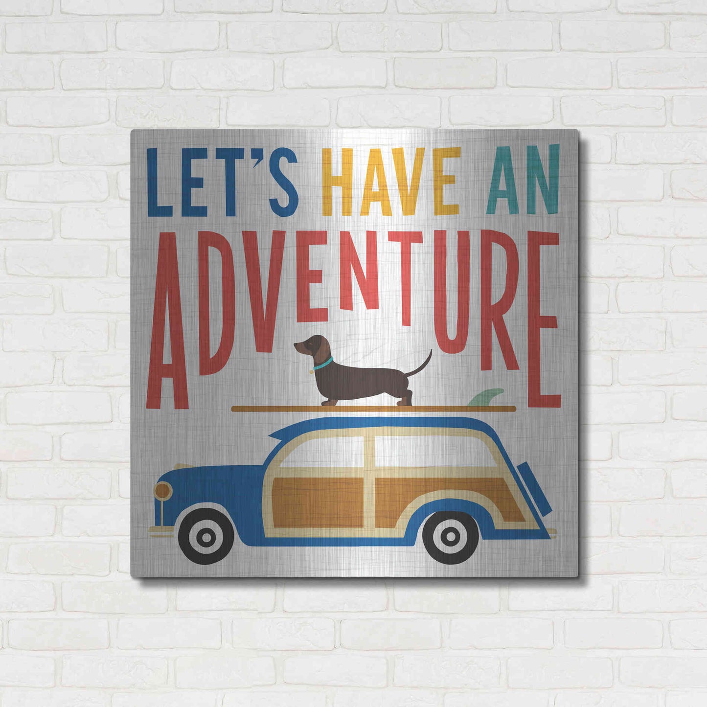 Luxe Metal Art 'Beach Bums Woodie' by Michael Mullan, Metal Wall Art,36x36