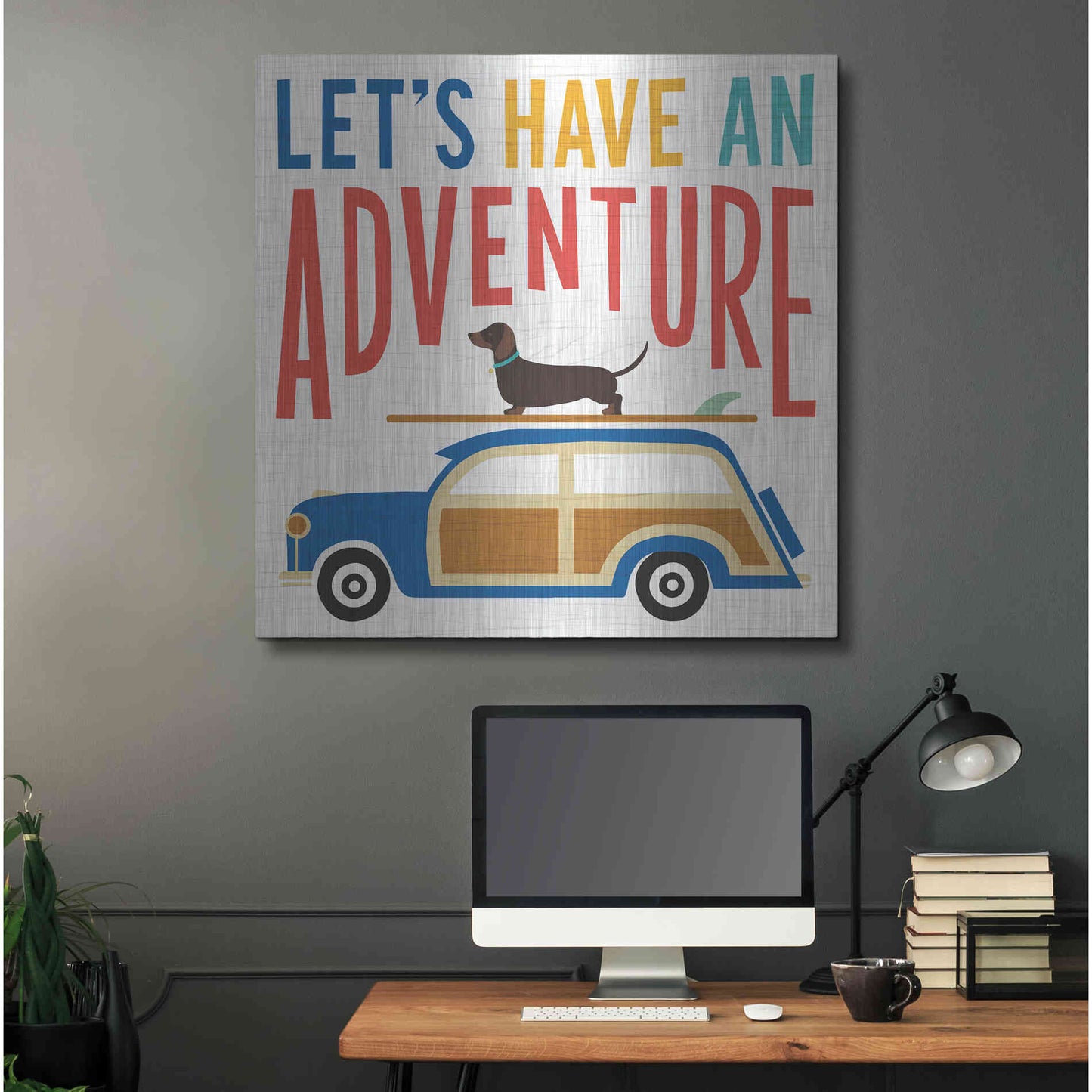 Luxe Metal Art 'Beach Bums Woodie' by Michael Mullan, Metal Wall Art,36x36