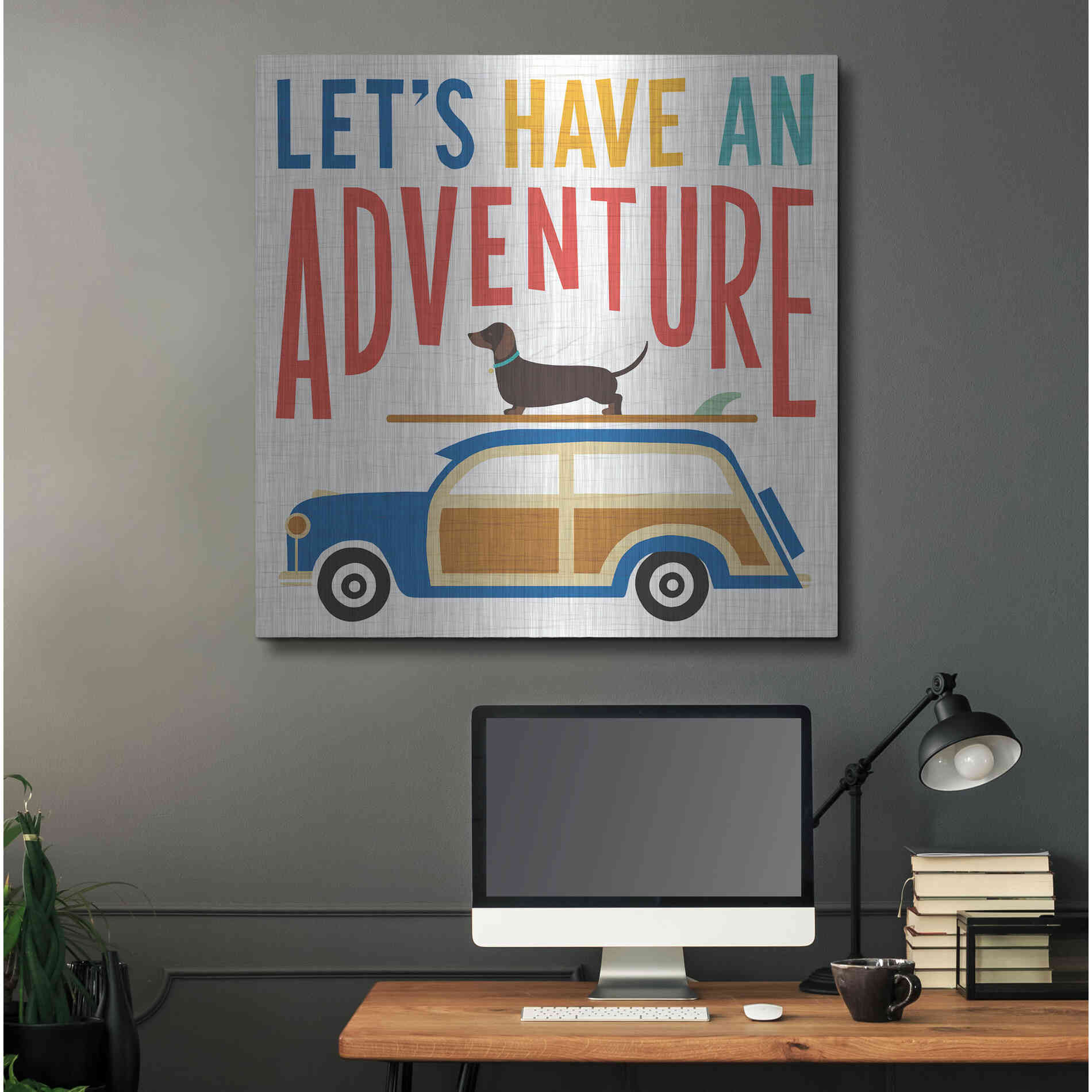 Luxe Metal Art 'Beach Bums Woodie' by Michael Mullan, Metal Wall Art,36x36