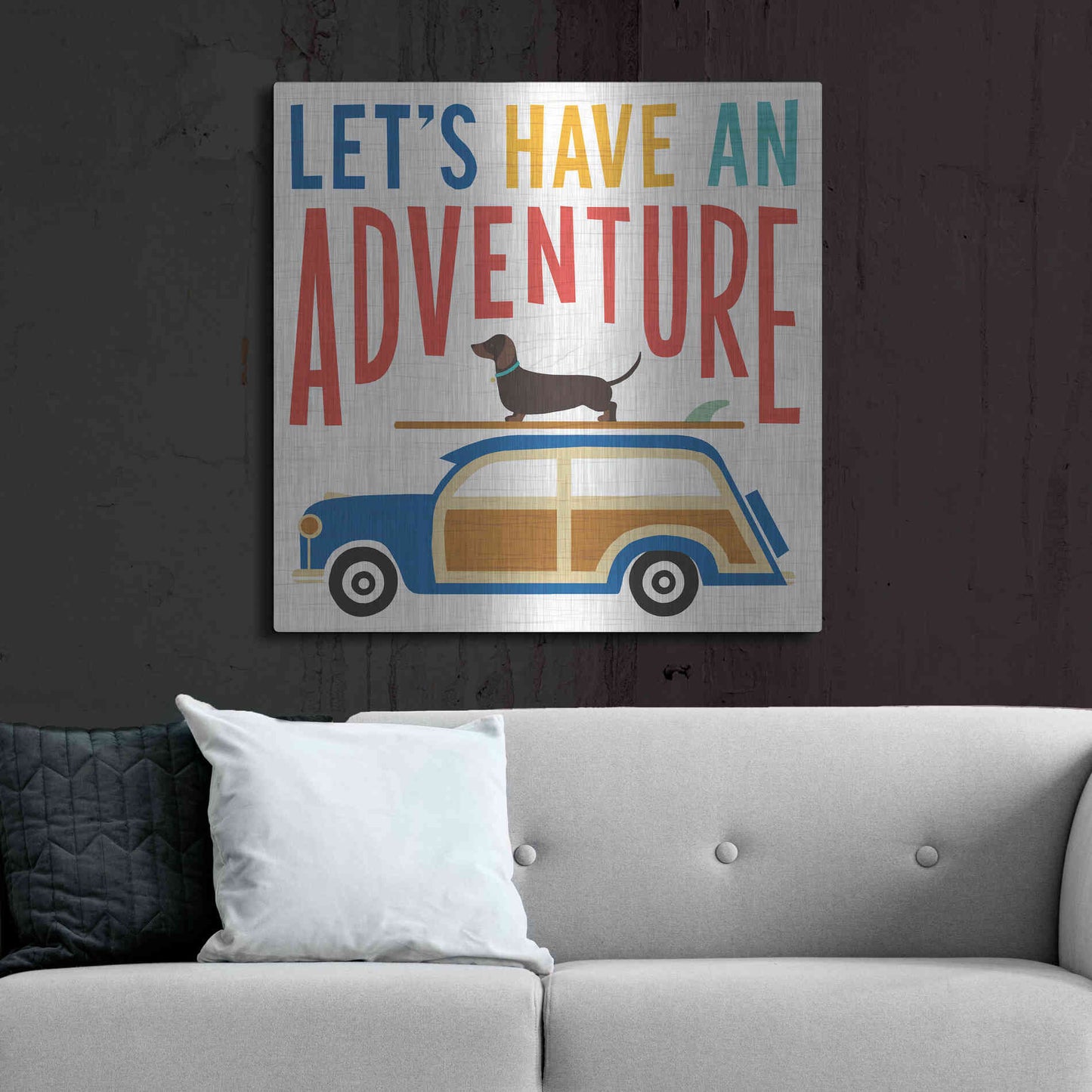 Luxe Metal Art 'Beach Bums Woodie' by Michael Mullan, Metal Wall Art,36x36