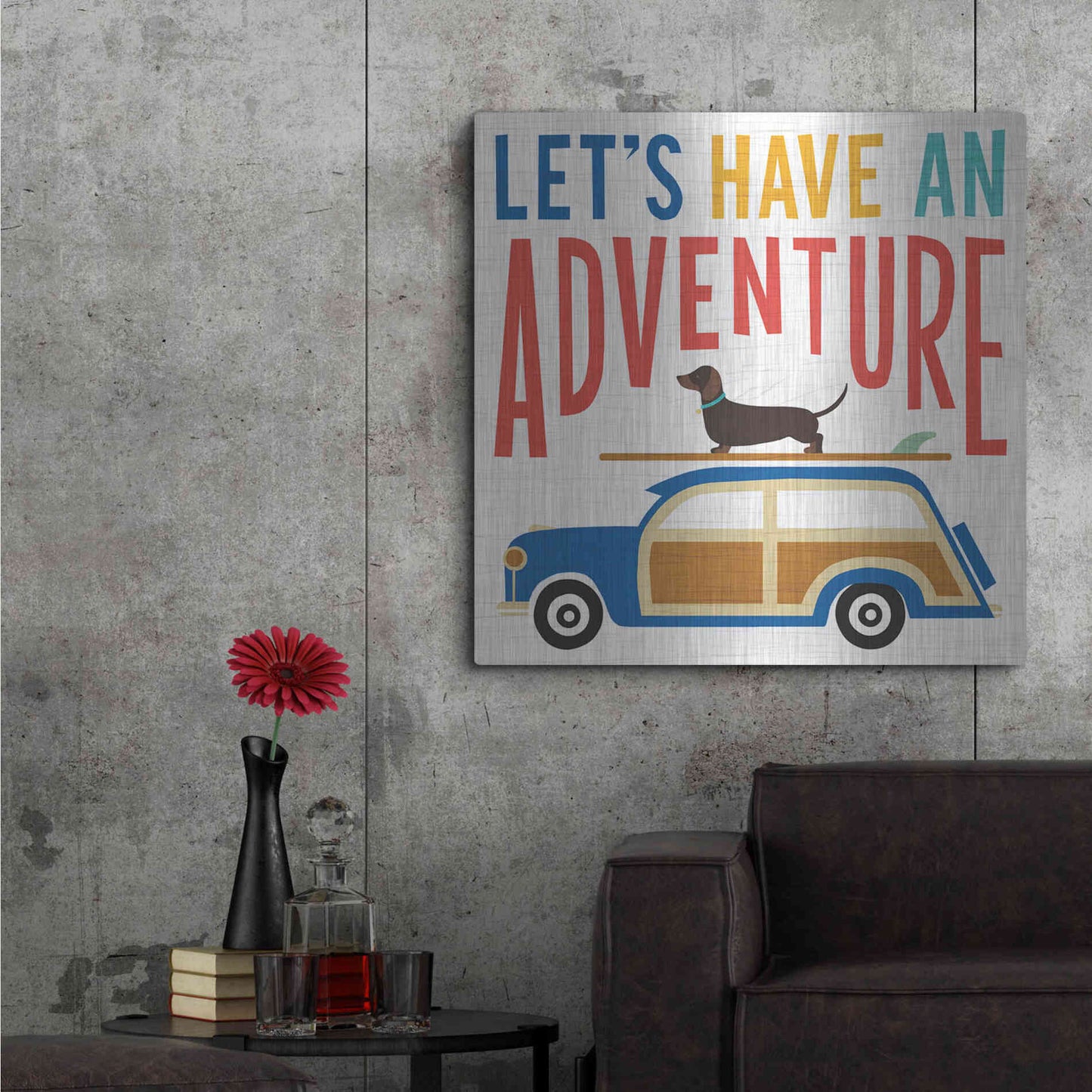 Luxe Metal Art 'Beach Bums Woodie' by Michael Mullan, Metal Wall Art,36x36