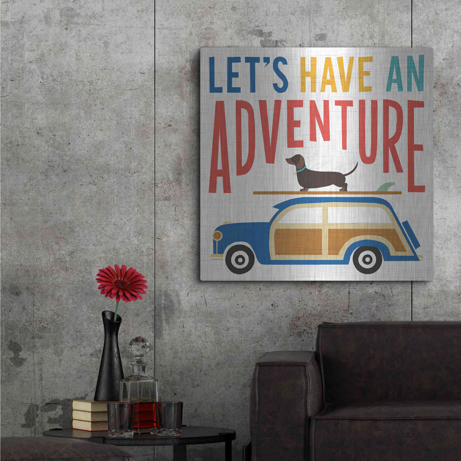 Luxe Metal Art 'Beach Bums Woodie' by Michael Mullan, Metal Wall Art,36x36