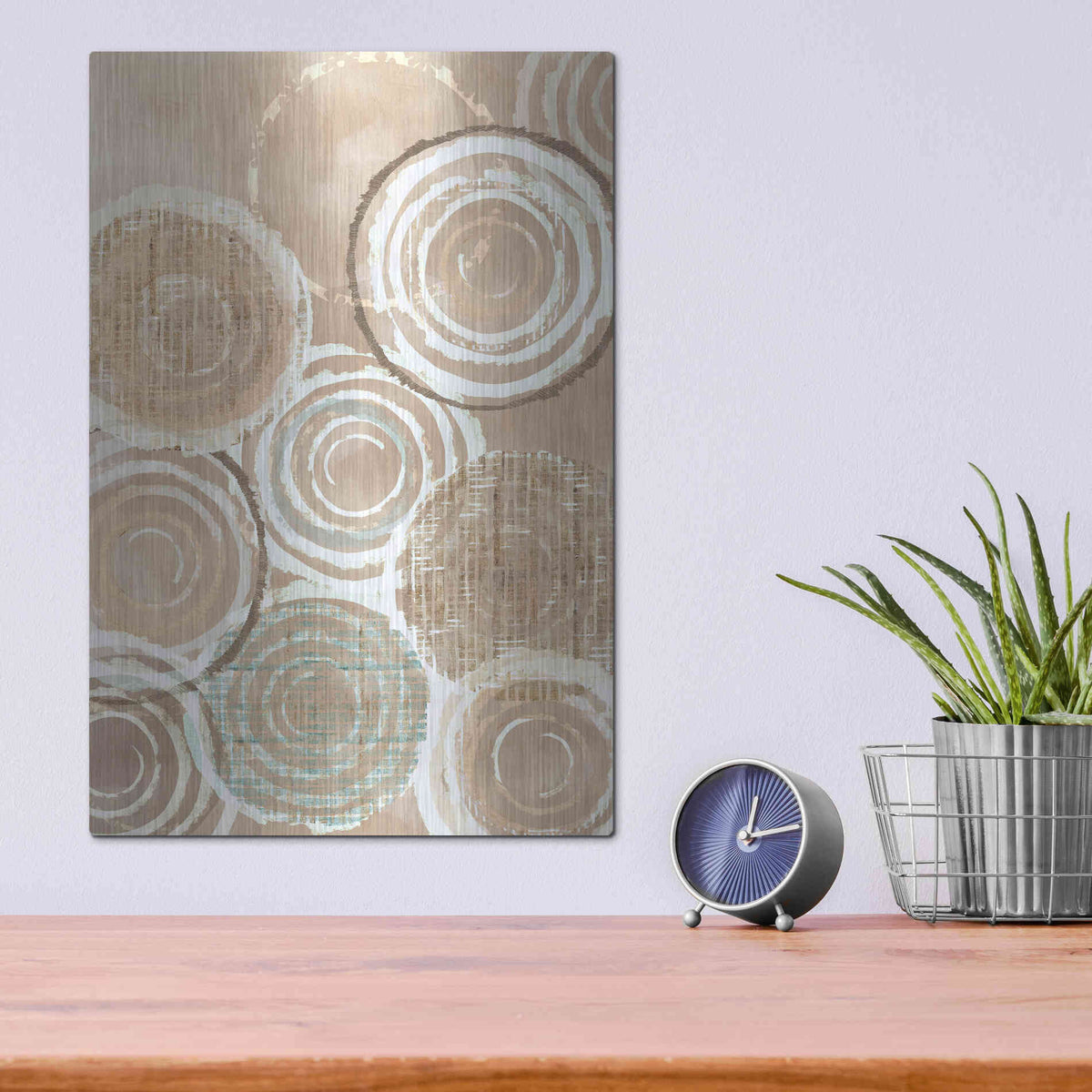 Luxe Metal Art 'Woven Baskets IV' by Flora Kouta Metal Wall Art,12x16