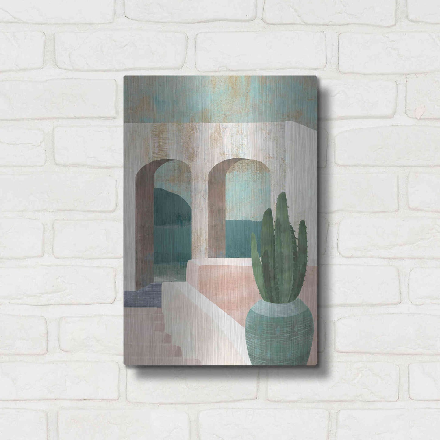 Luxe Metal Art 'Sunbaked Archway II' by Flora Kouta Metal Wall Art,12x16