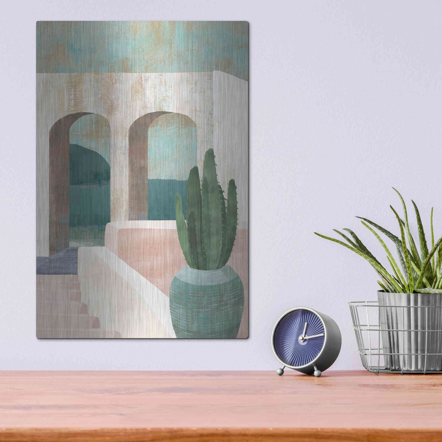 Luxe Metal Art 'Sunbaked Archway II' by Flora Kouta Metal Wall Art,12x16