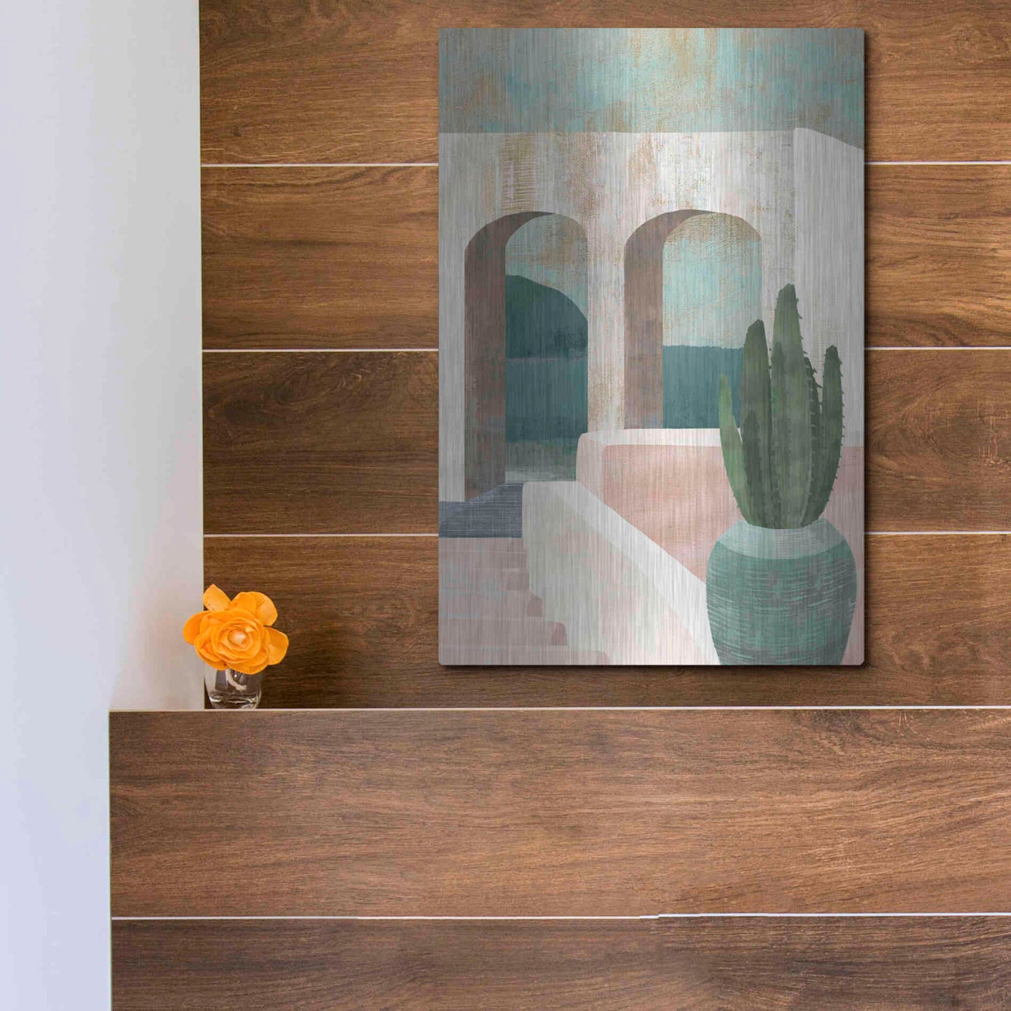 Luxe Metal Art 'Sunbaked Archway II' by Flora Kouta Metal Wall Art,12x16