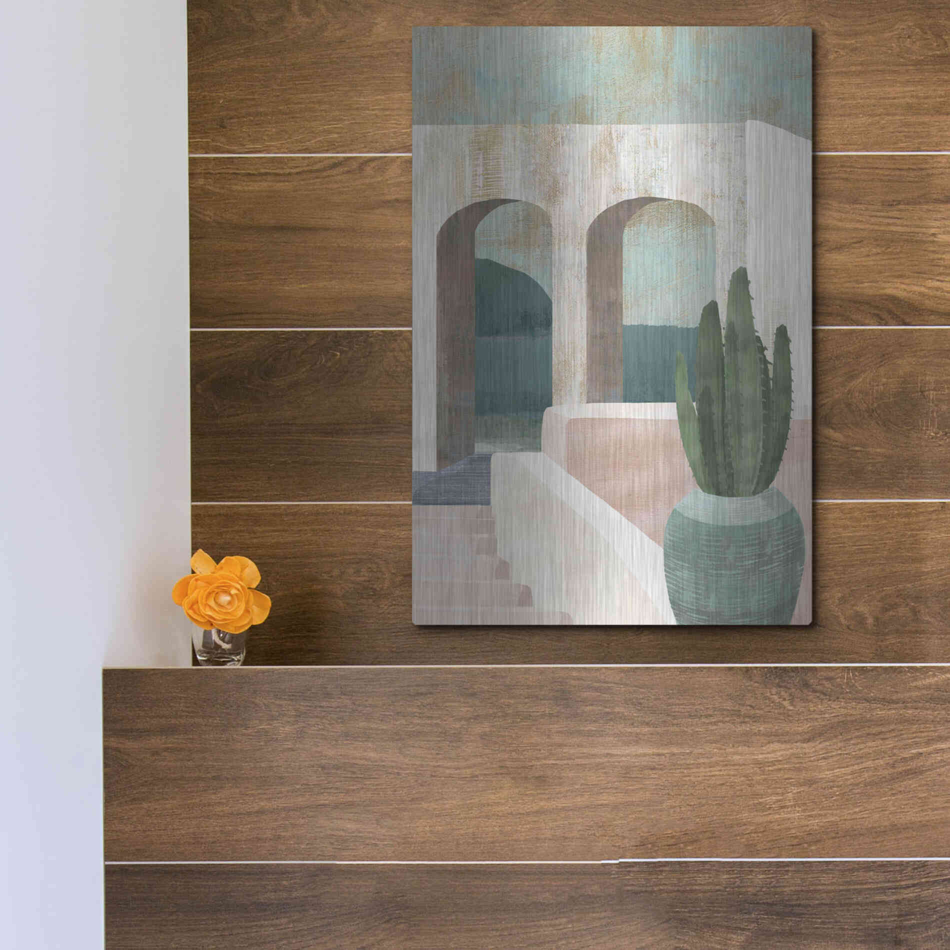 Luxe Metal Art 'Sunbaked Archway II' by Flora Kouta Metal Wall Art,12x16