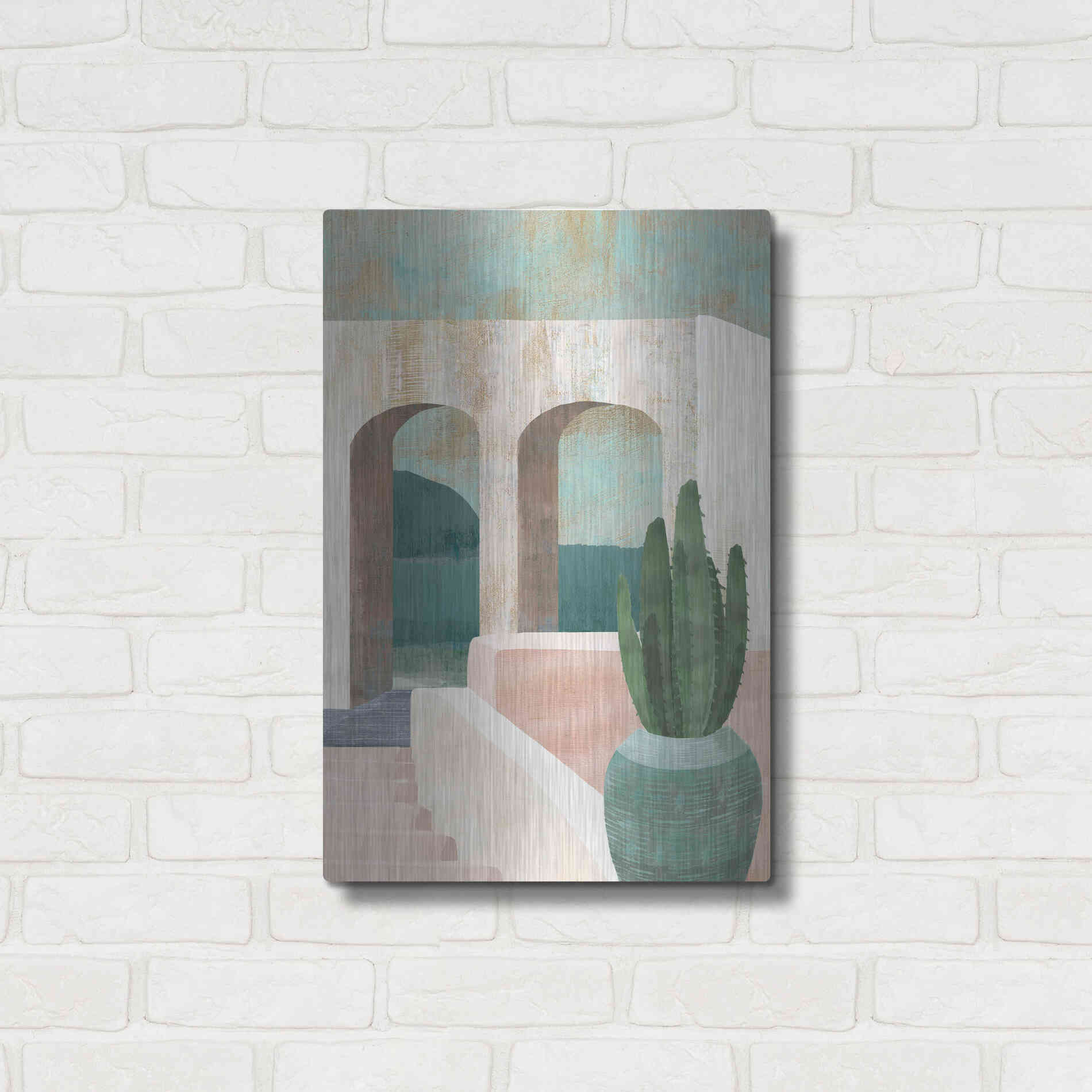 Luxe Metal Art 'Sunbaked Archway II' by Flora Kouta Metal Wall Art,16x24