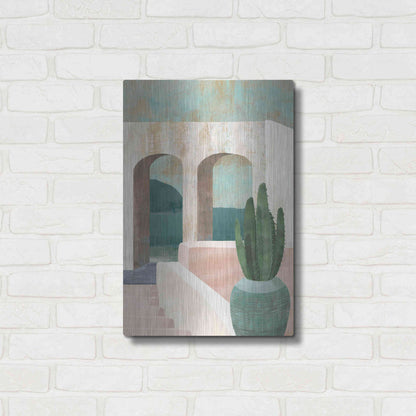 Luxe Metal Art 'Sunbaked Archway II' by Flora Kouta Metal Wall Art,16x24