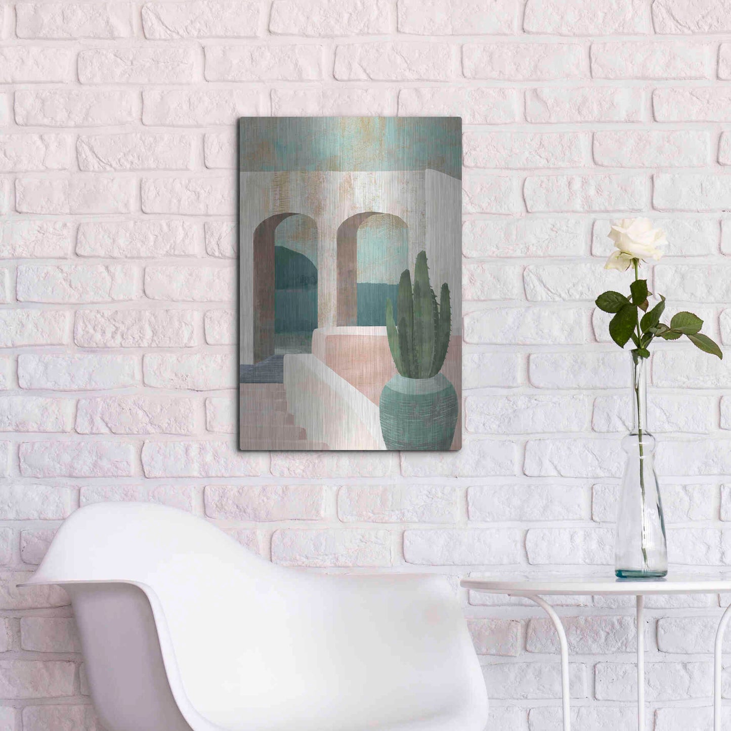 Luxe Metal Art 'Sunbaked Archway II' by Flora Kouta Metal Wall Art,16x24