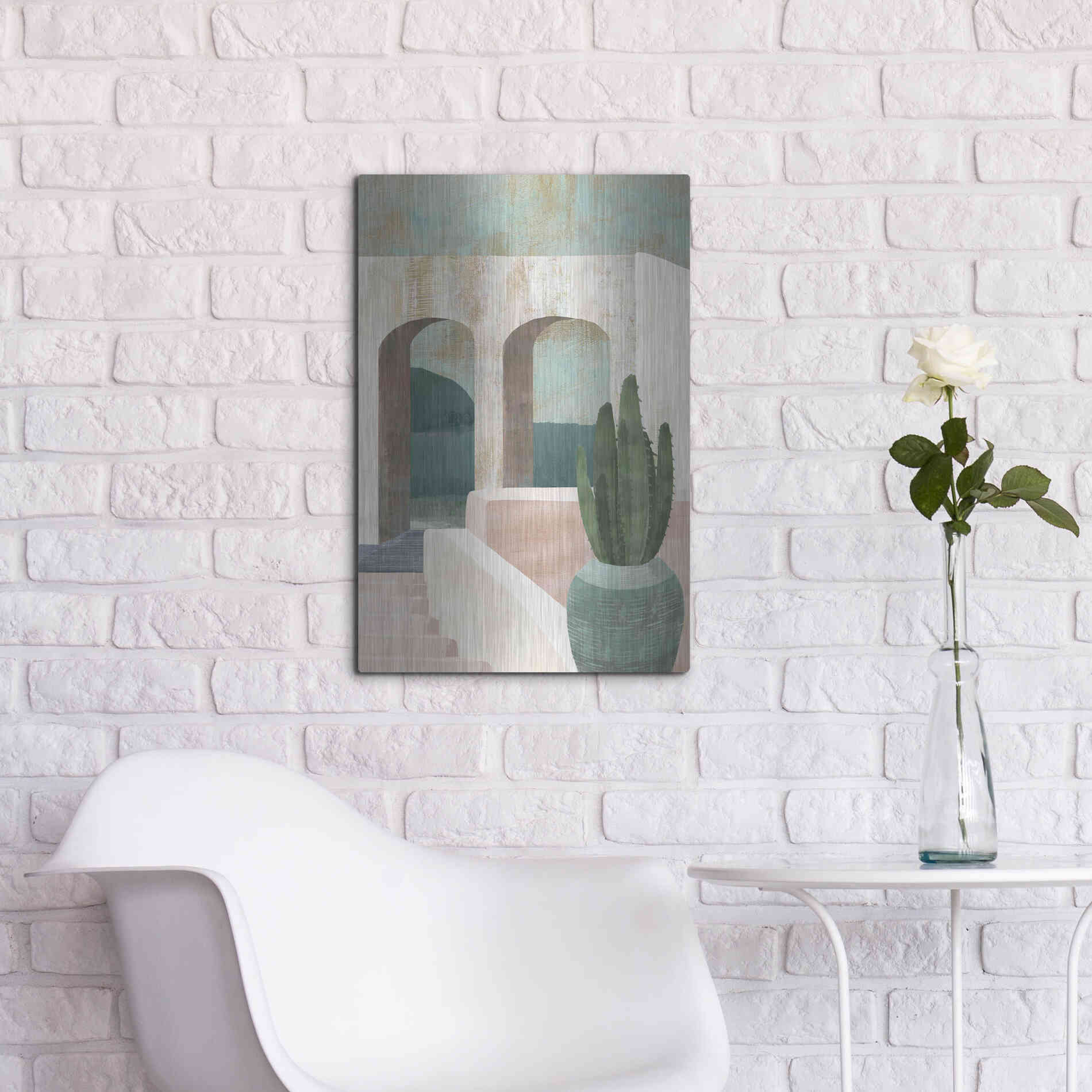 Luxe Metal Art 'Sunbaked Archway II' by Flora Kouta Metal Wall Art,16x24