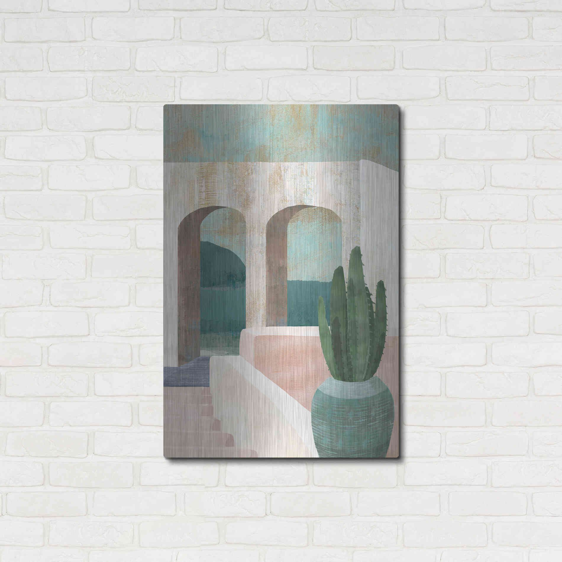 Luxe Metal Art 'Sunbaked Archway II' by Flora Kouta Metal Wall Art,24x36