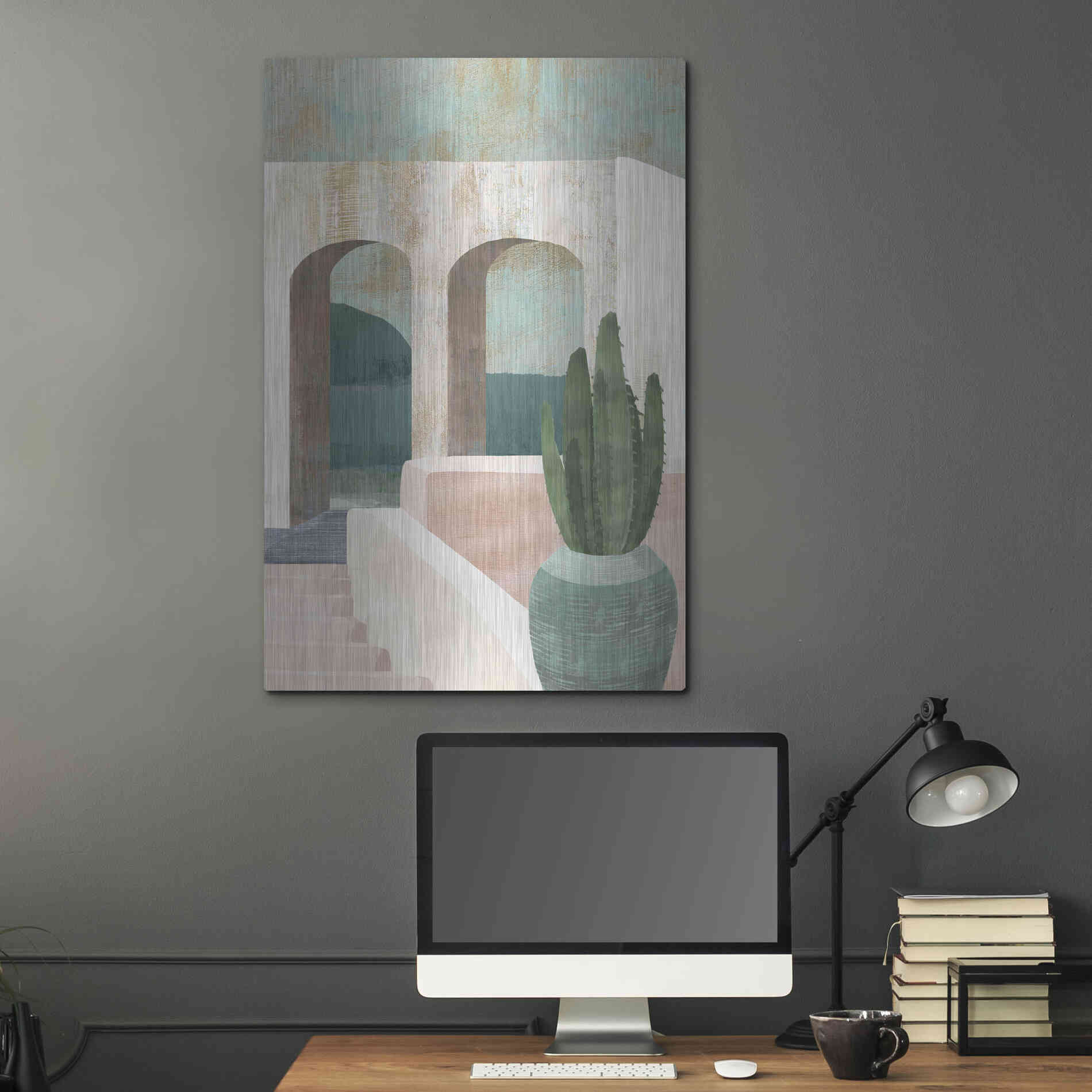 Luxe Metal Art 'Sunbaked Archway II' by Flora Kouta Metal Wall Art,24x36