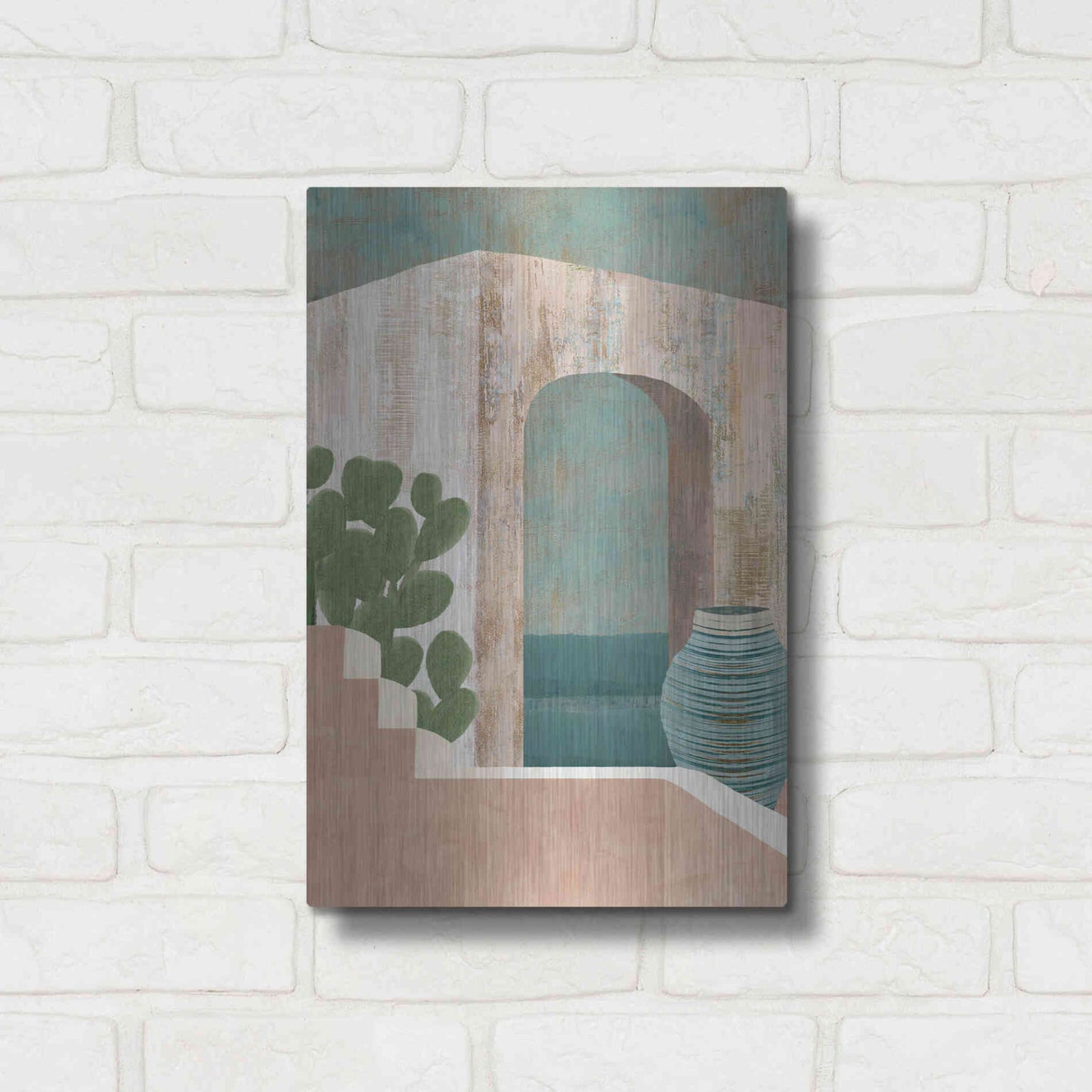 Luxe Metal Art 'Sunbaked Archway III' by Flora Kouta Metal Wall Art,12x16