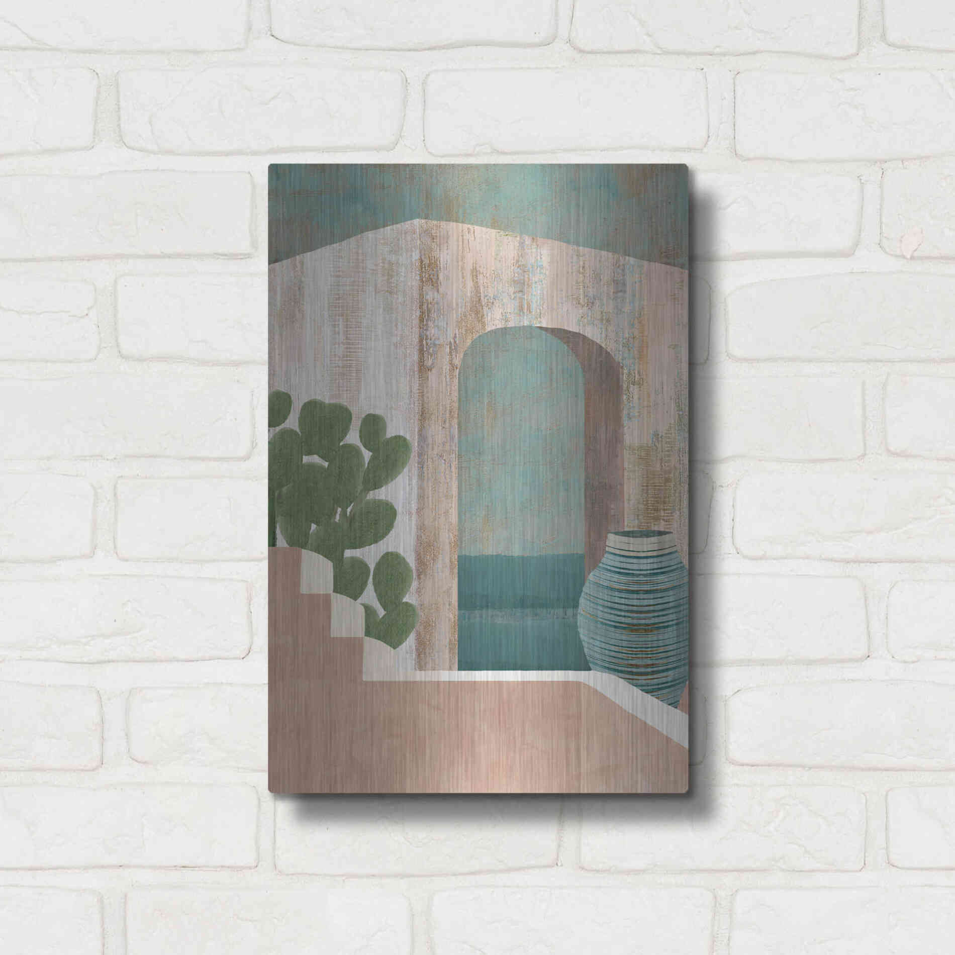 Luxe Metal Art 'Sunbaked Archway III' by Flora Kouta Metal Wall Art,12x16