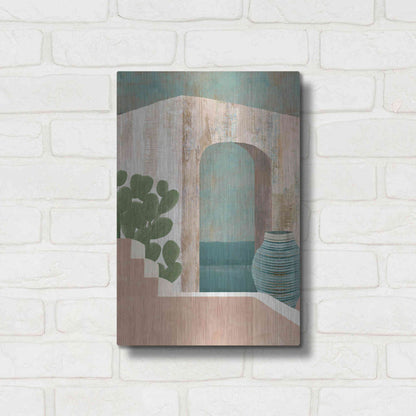 Luxe Metal Art 'Sunbaked Archway III' by Flora Kouta Metal Wall Art,12x16