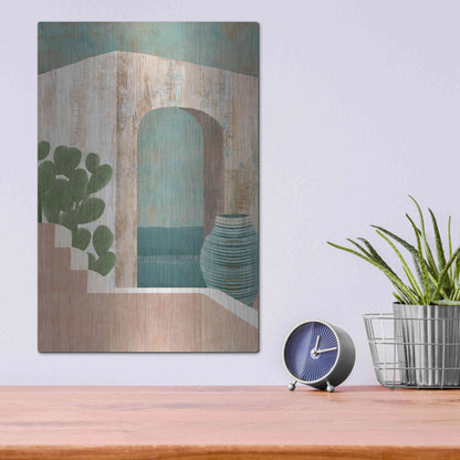 Luxe Metal Art 'Sunbaked Archway III' by Flora Kouta Metal Wall Art,12x16