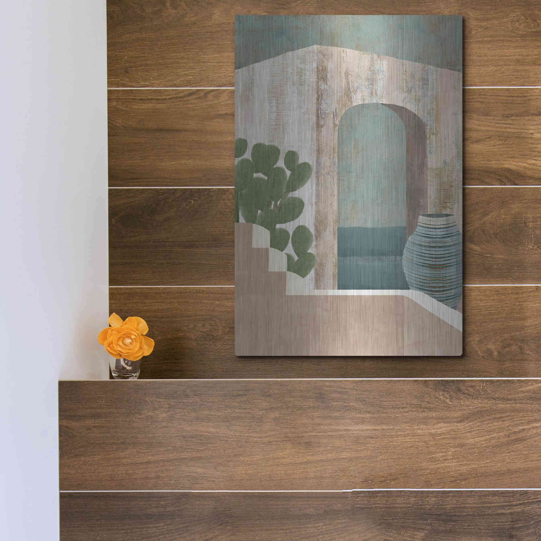 Luxe Metal Art 'Sunbaked Archway III' by Flora Kouta Metal Wall Art,12x16