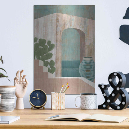 Luxe Metal Art 'Sunbaked Archway III' by Flora Kouta Metal Wall Art,12x16