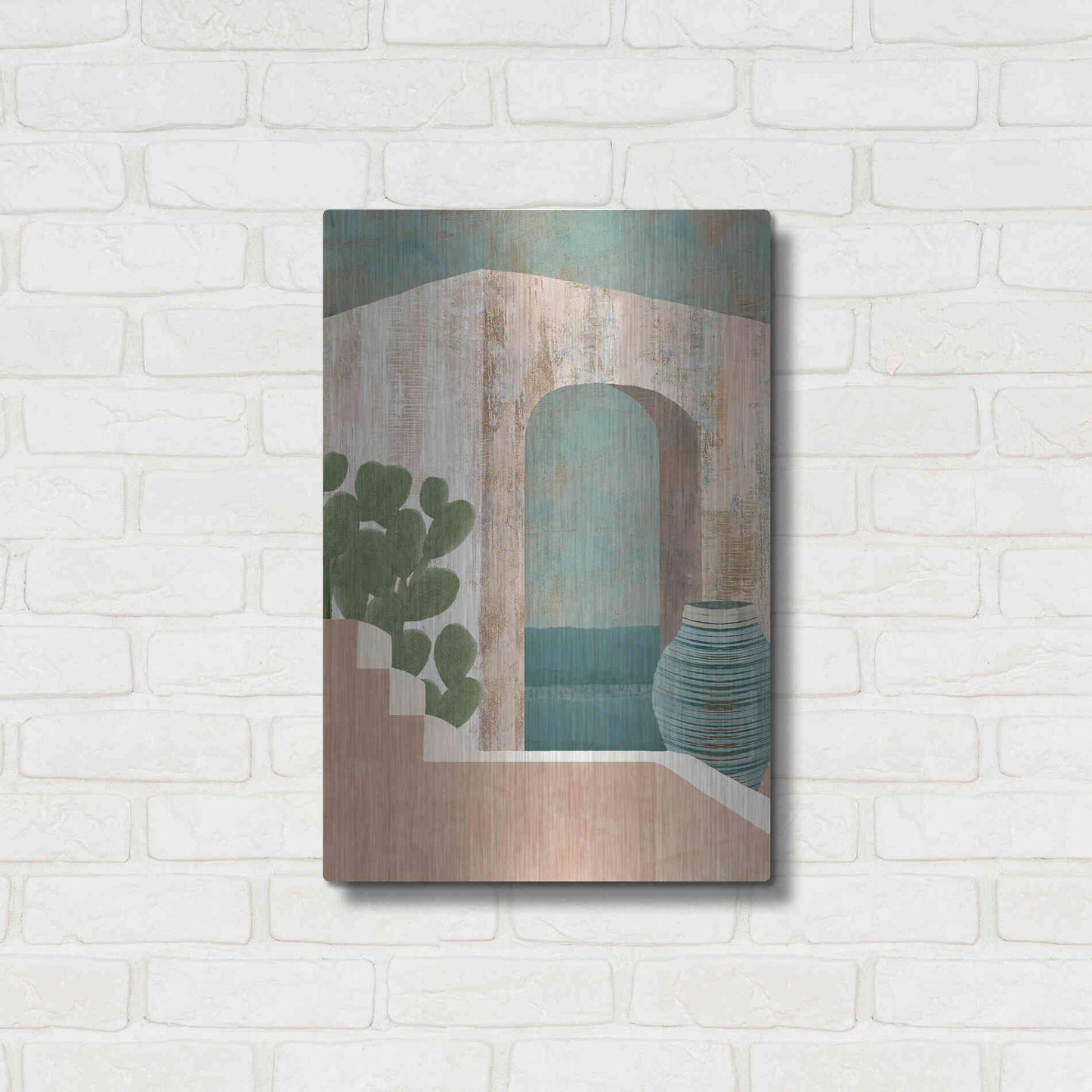 Luxe Metal Art 'Sunbaked Archway III' by Flora Kouta Metal Wall Art,16x24