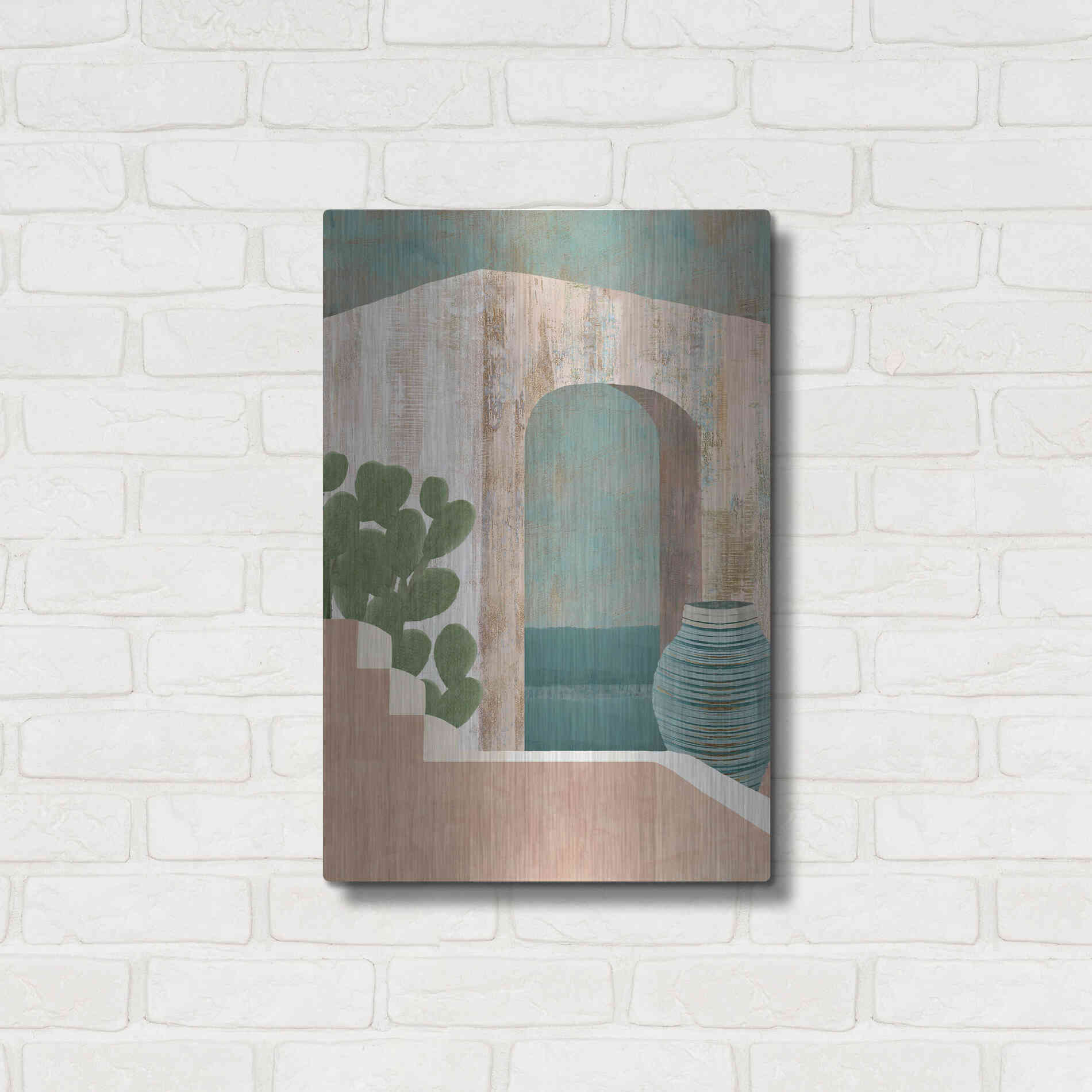 Luxe Metal Art 'Sunbaked Archway III' by Flora Kouta Metal Wall Art,16x24