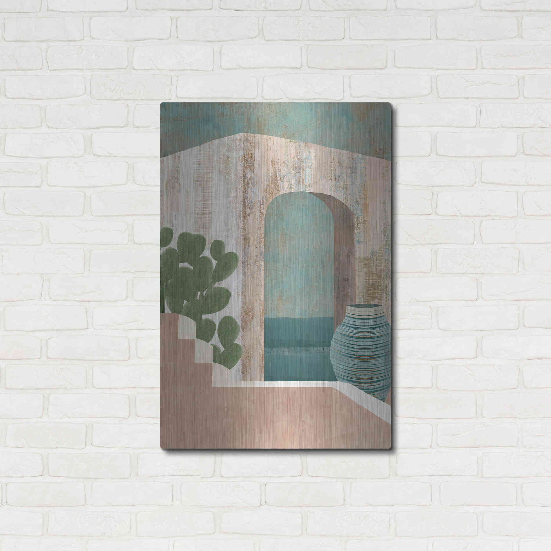 Luxe Metal Art 'Sunbaked Archway III' by Flora Kouta Metal Wall Art,24x36