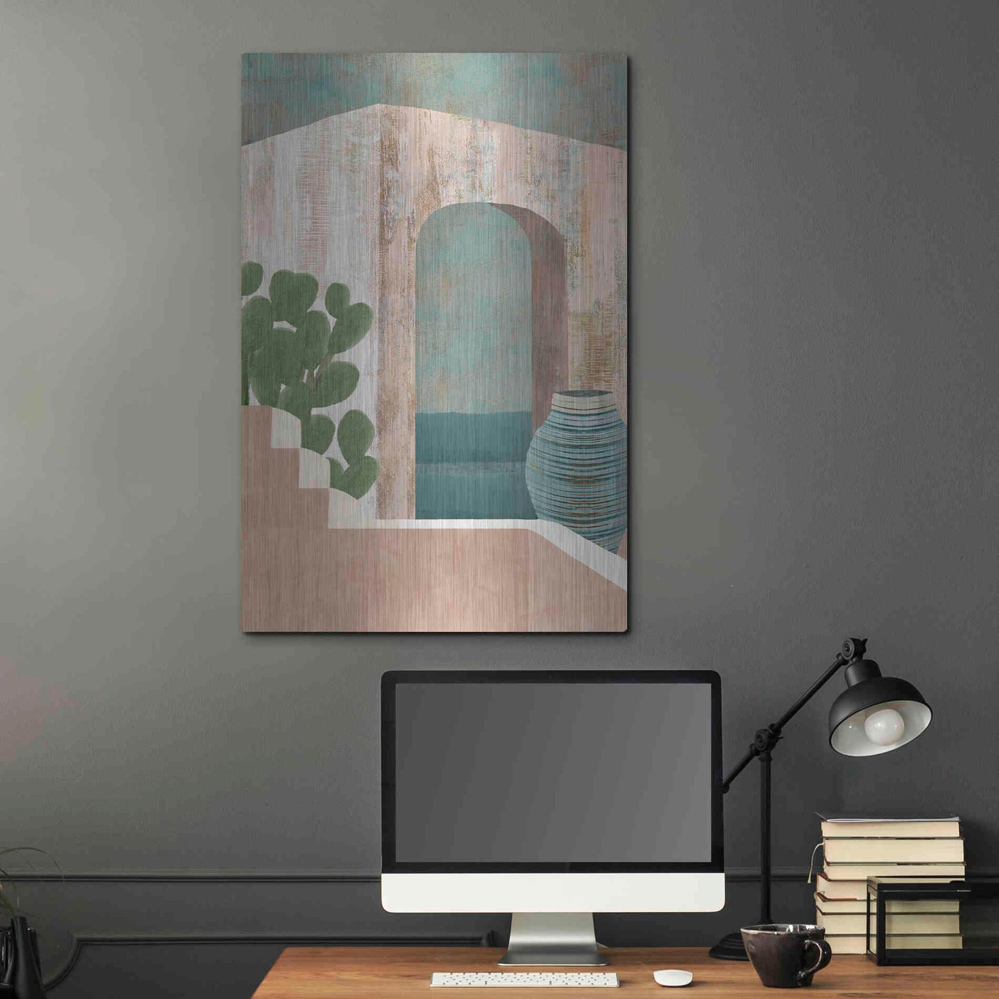 Luxe Metal Art 'Sunbaked Archway III' by Flora Kouta Metal Wall Art,24x36