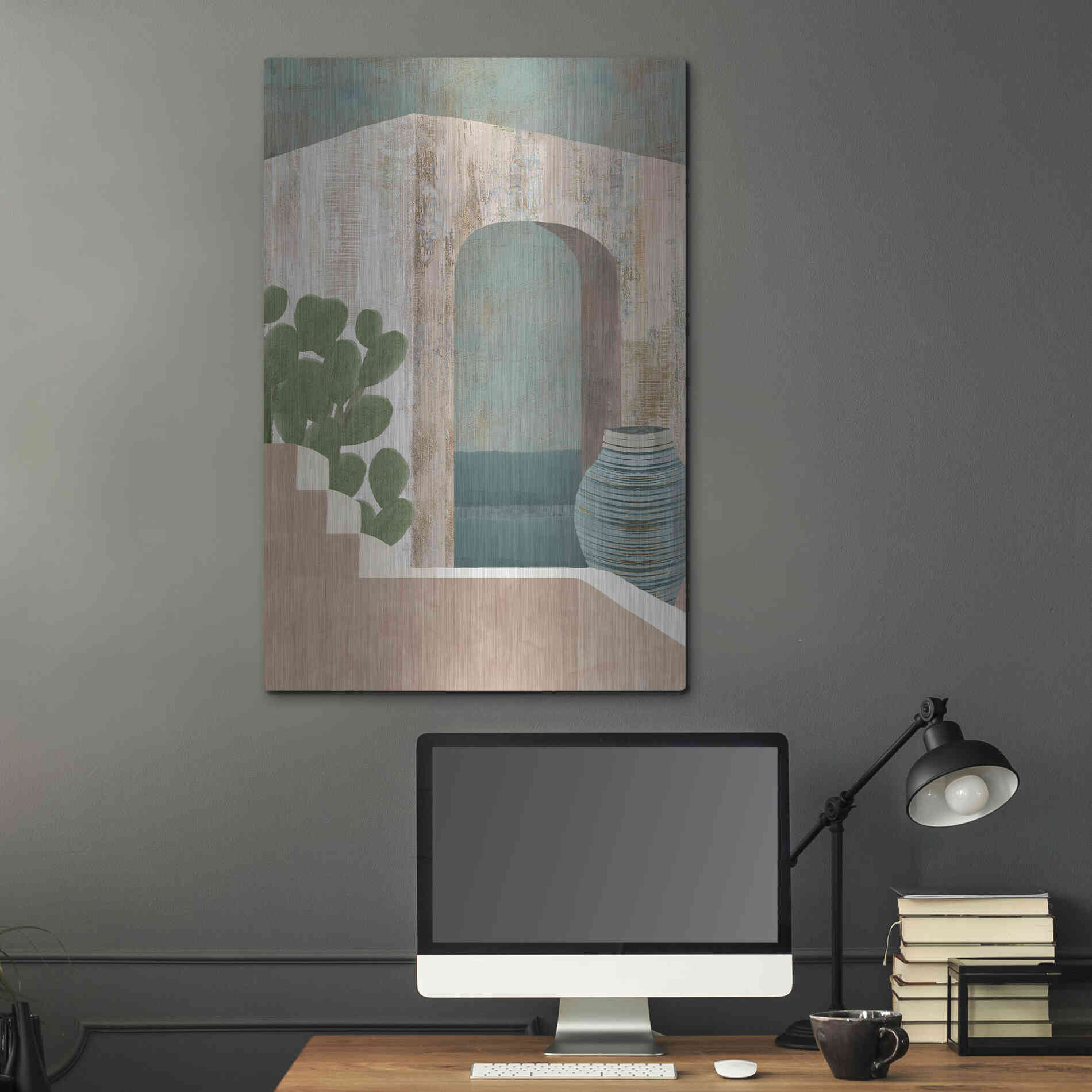 Luxe Metal Art 'Sunbaked Archway III' by Flora Kouta Metal Wall Art,24x36