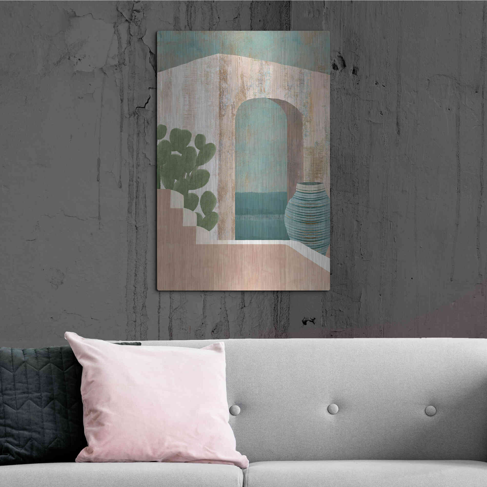 Luxe Metal Art 'Sunbaked Archway III' by Flora Kouta Metal Wall Art,24x36