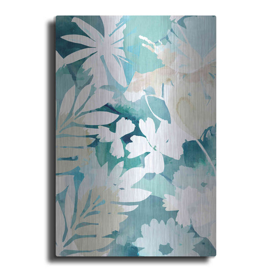 Luxe Metal Art 'Soft Blue Floral III' by Flora Kouta Metal Wall Art